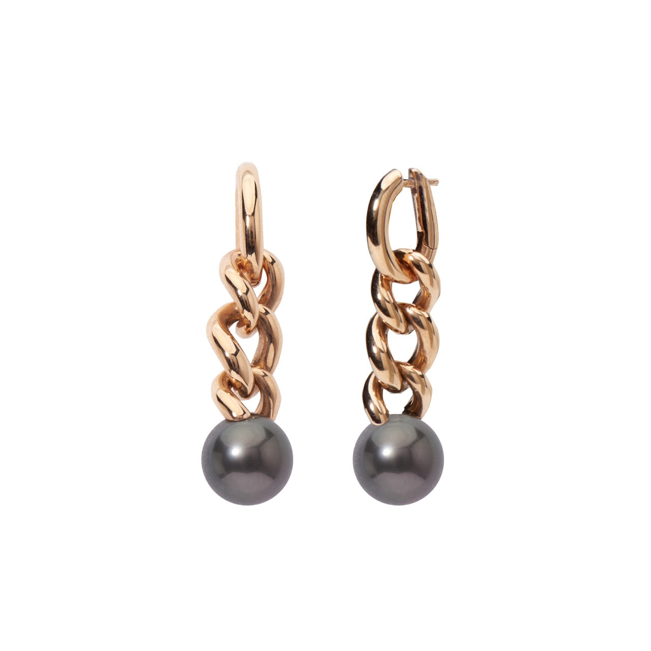Orecchini Milano in Oro Rosa con Perle Nere South Sea