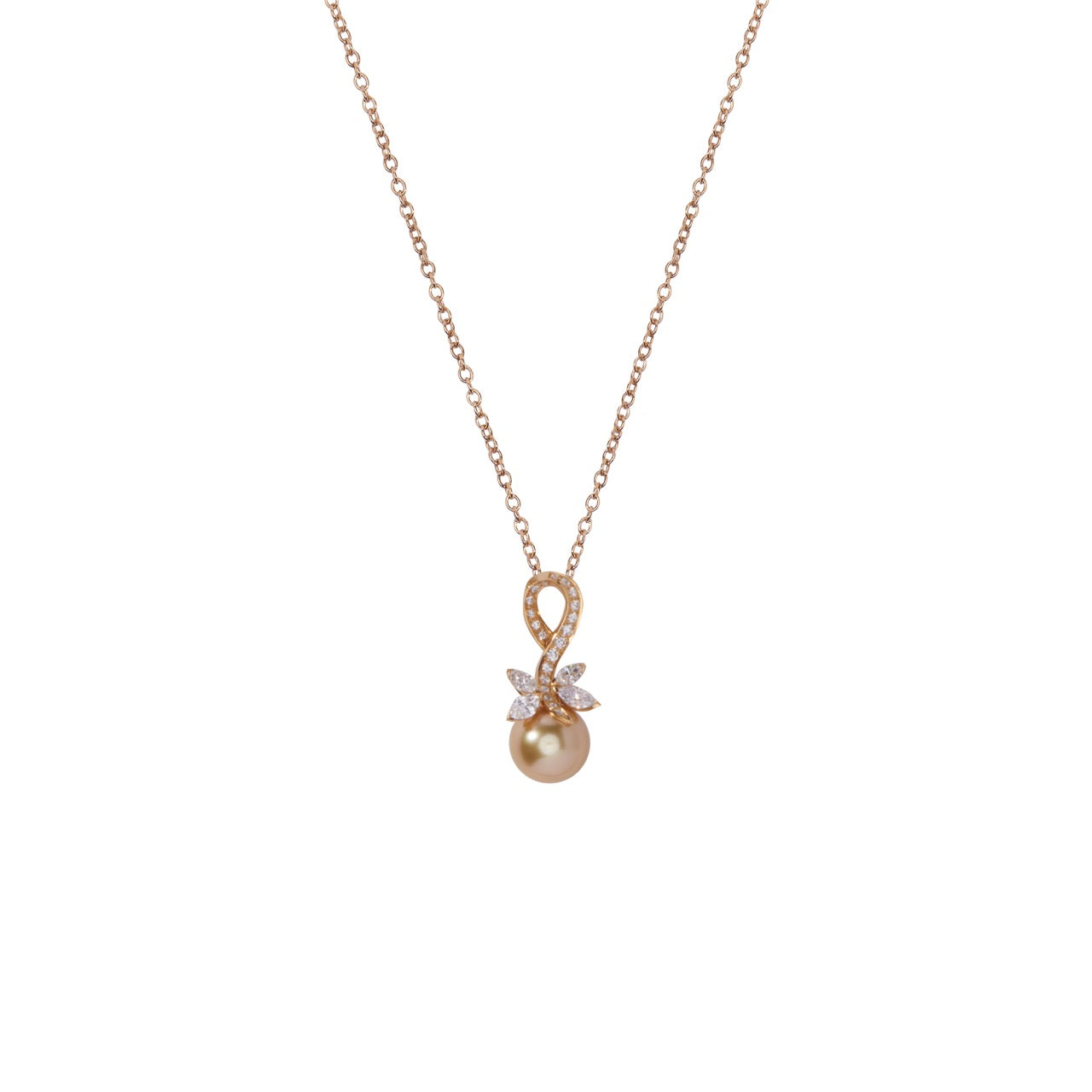 Pendente Milano in Oro Giallo, Diamanti e Perla Gold South Sea