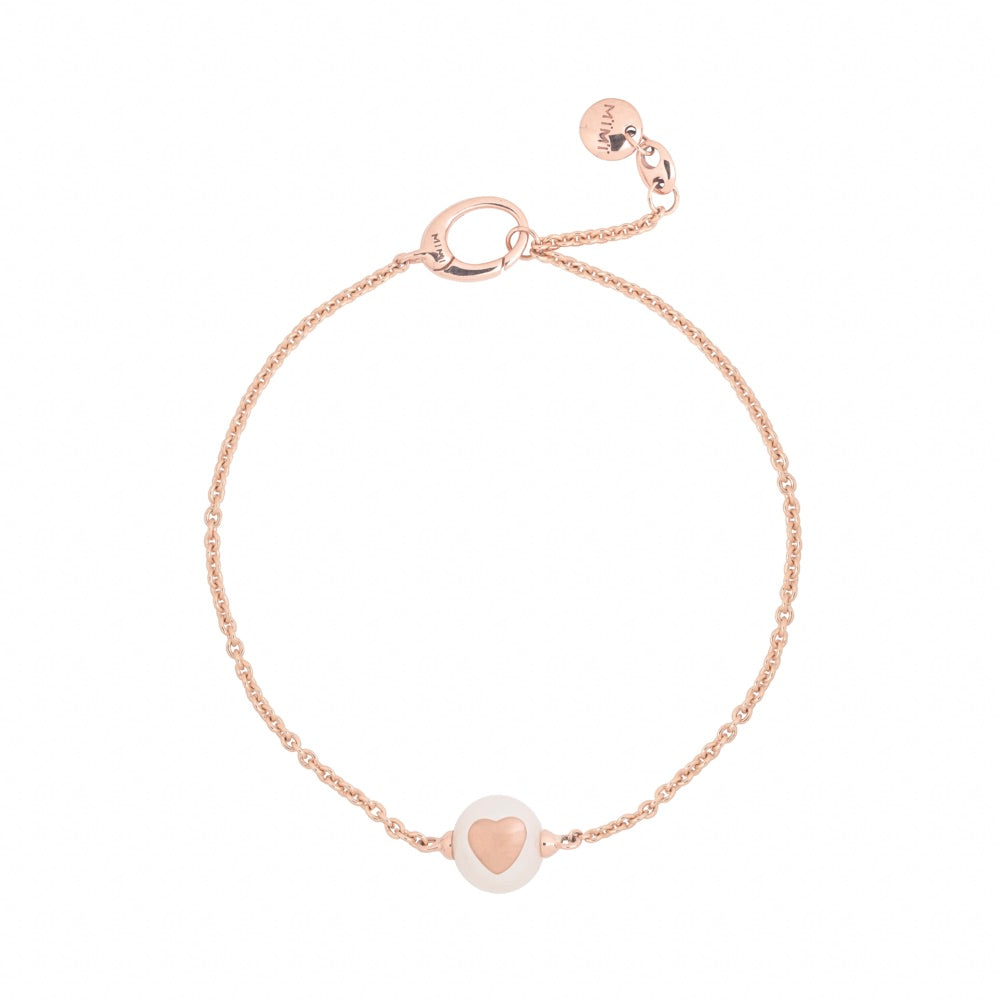 MIMI Bracciale les Lulu in Oro e Perla Freshwater bianca- cuore
