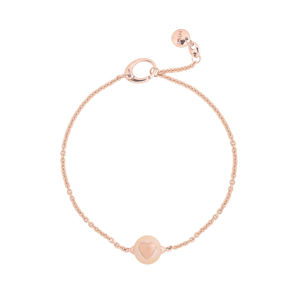 MIMI Bracciale les Lulu in Oro e Perla Freshwater rosa- cuore