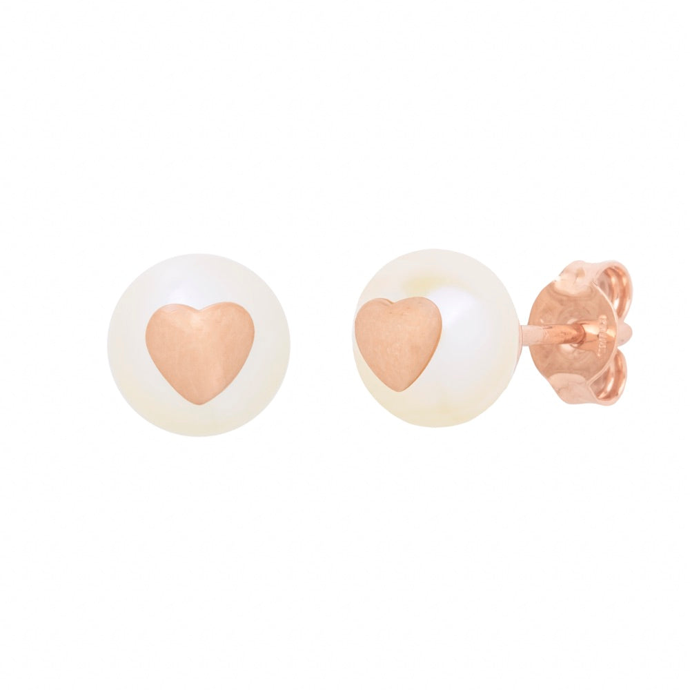 MIMI Orecchini Les lulu in Oro e Perla Freshwater bianca- cuore