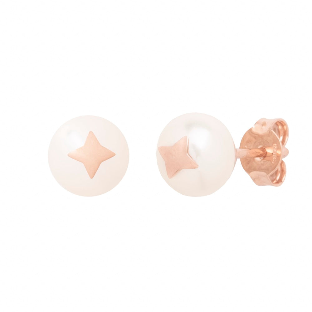 MIMI Orecchini Les lulu in Oro e Perla Freshwater bianca- stella
