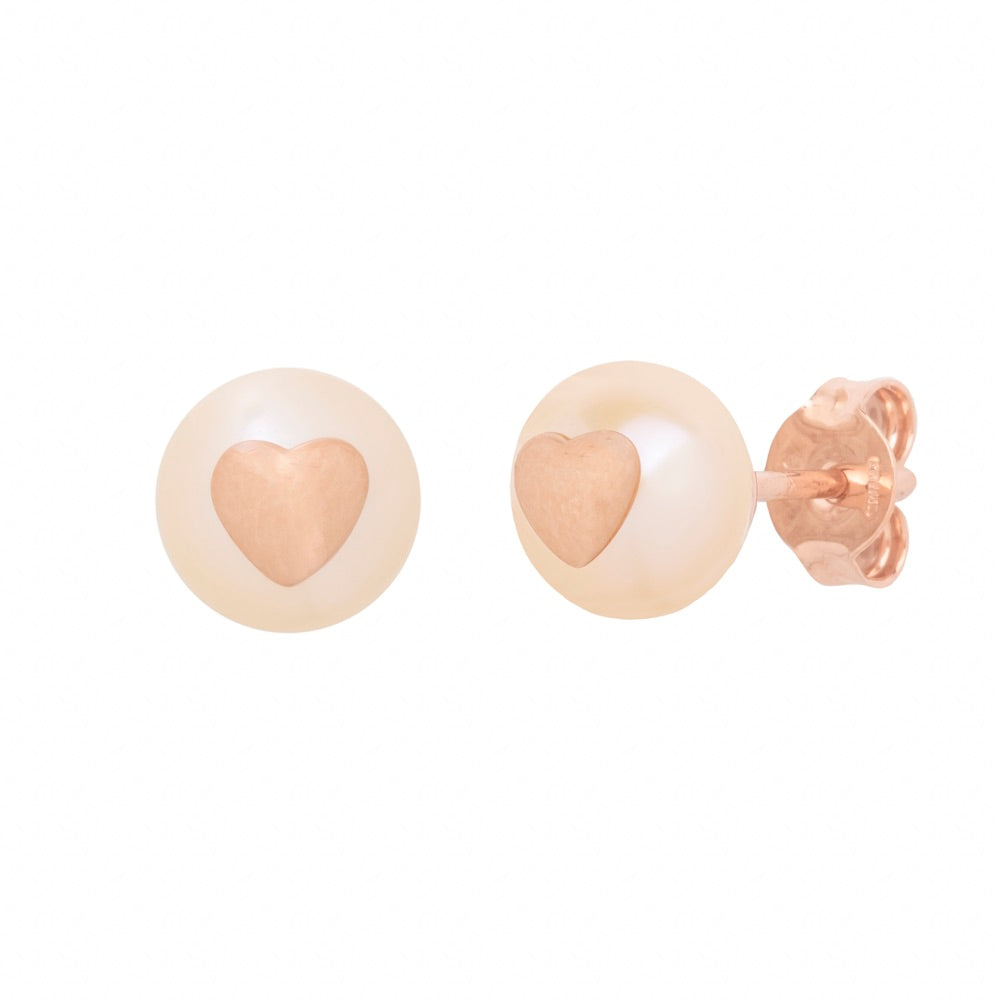 MIMI Orecchini Les lulu in Oro e Perla Freshwater rosa- cuore