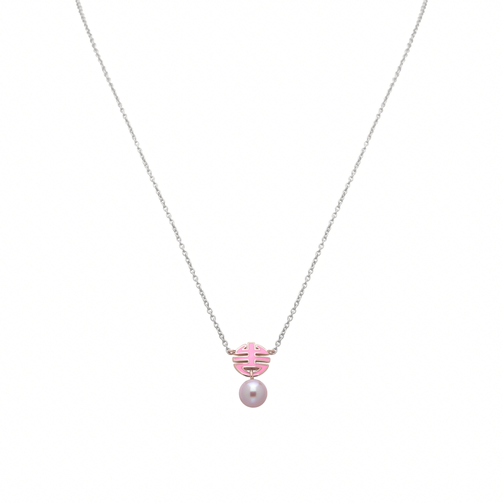 MIMI Pendente Ognibene Argento, Oro, perla viola Freshwater e smalto rosa