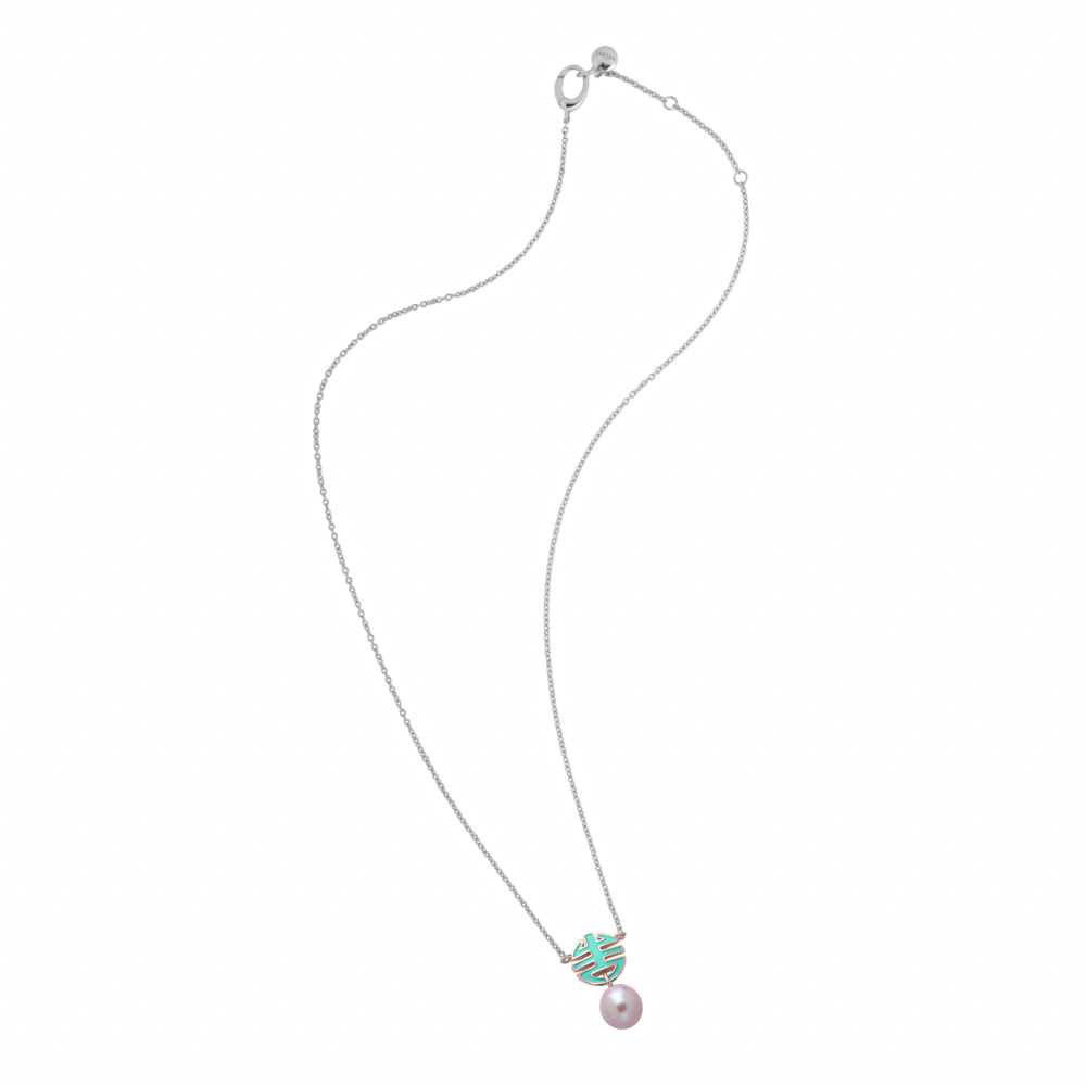 MIMI Pendente Ognibene Argento, Oro, perla viola Freshwater e smalto vede acqua