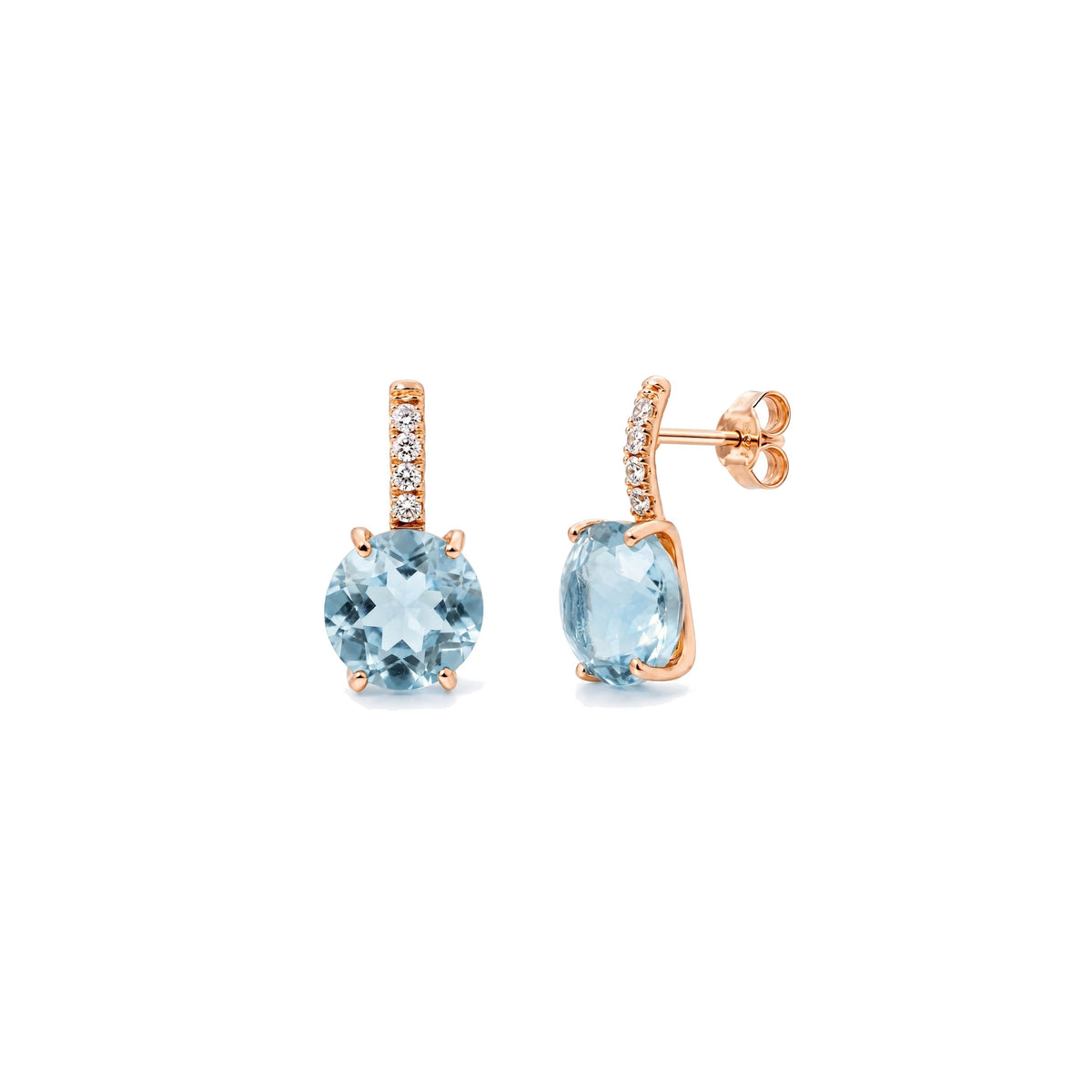 Orecchini Cherry in oro rosa 18k con topazio azzurro e diamanti — MIMÍ Milano
