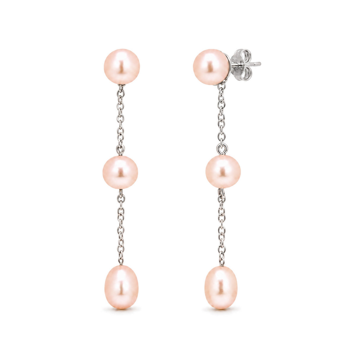 Orecchini corti in argento 925 con perle Freshwater rosa — MIMÍ Milano
