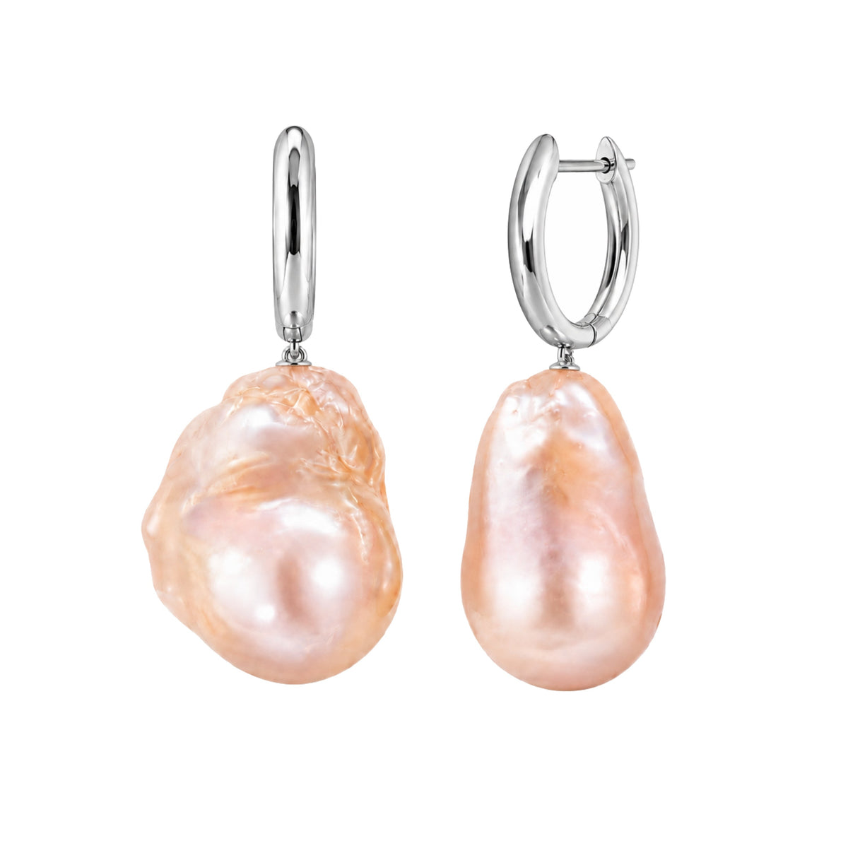 Orecchini in argento 925 con perle barocche rosa 14x20 mm — MIMÍ Milano