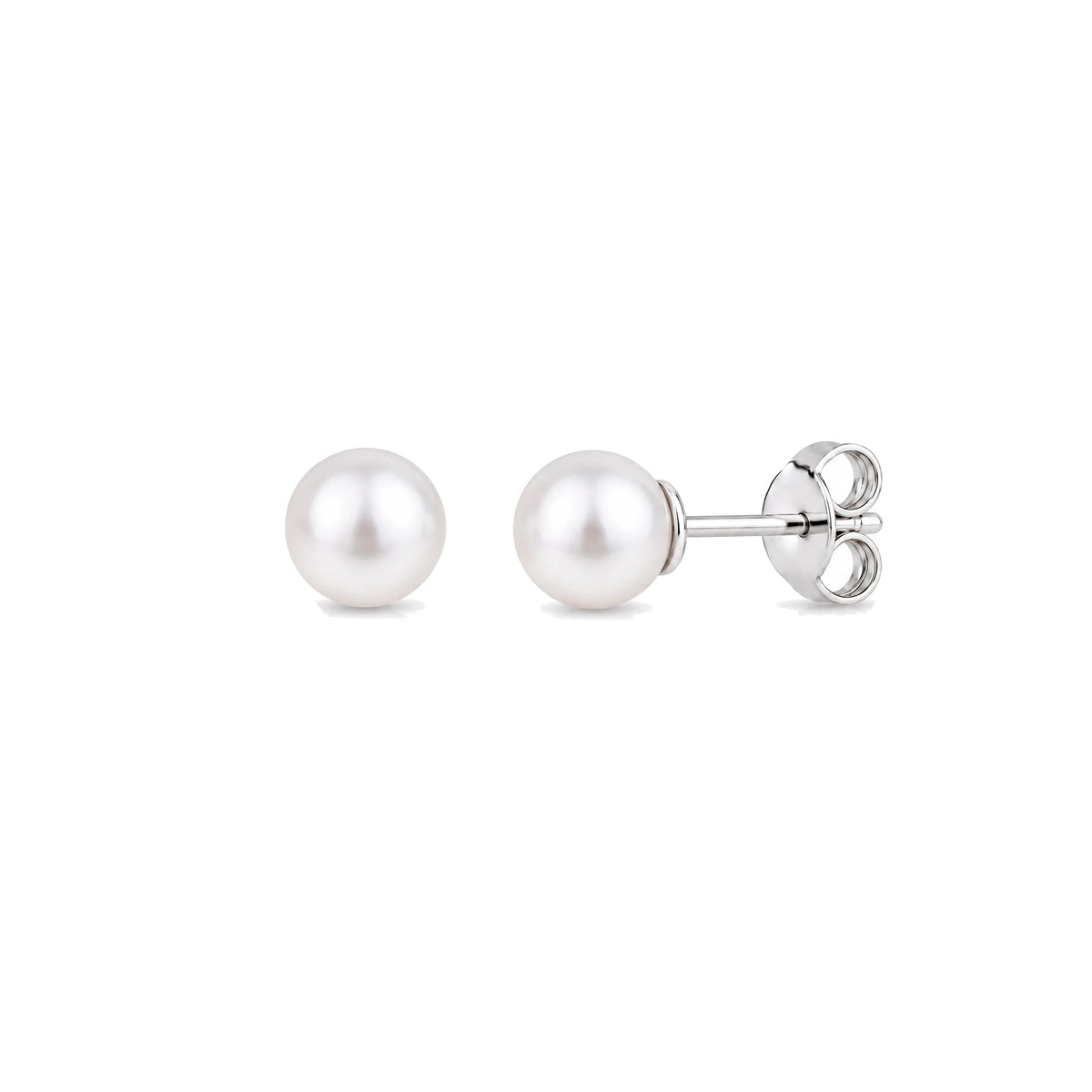 Orecchini in oro bianco 18k con perle Akoya bianche — MIMÍ Milano