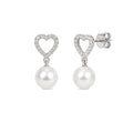 Heart white Akoya pearl earrings