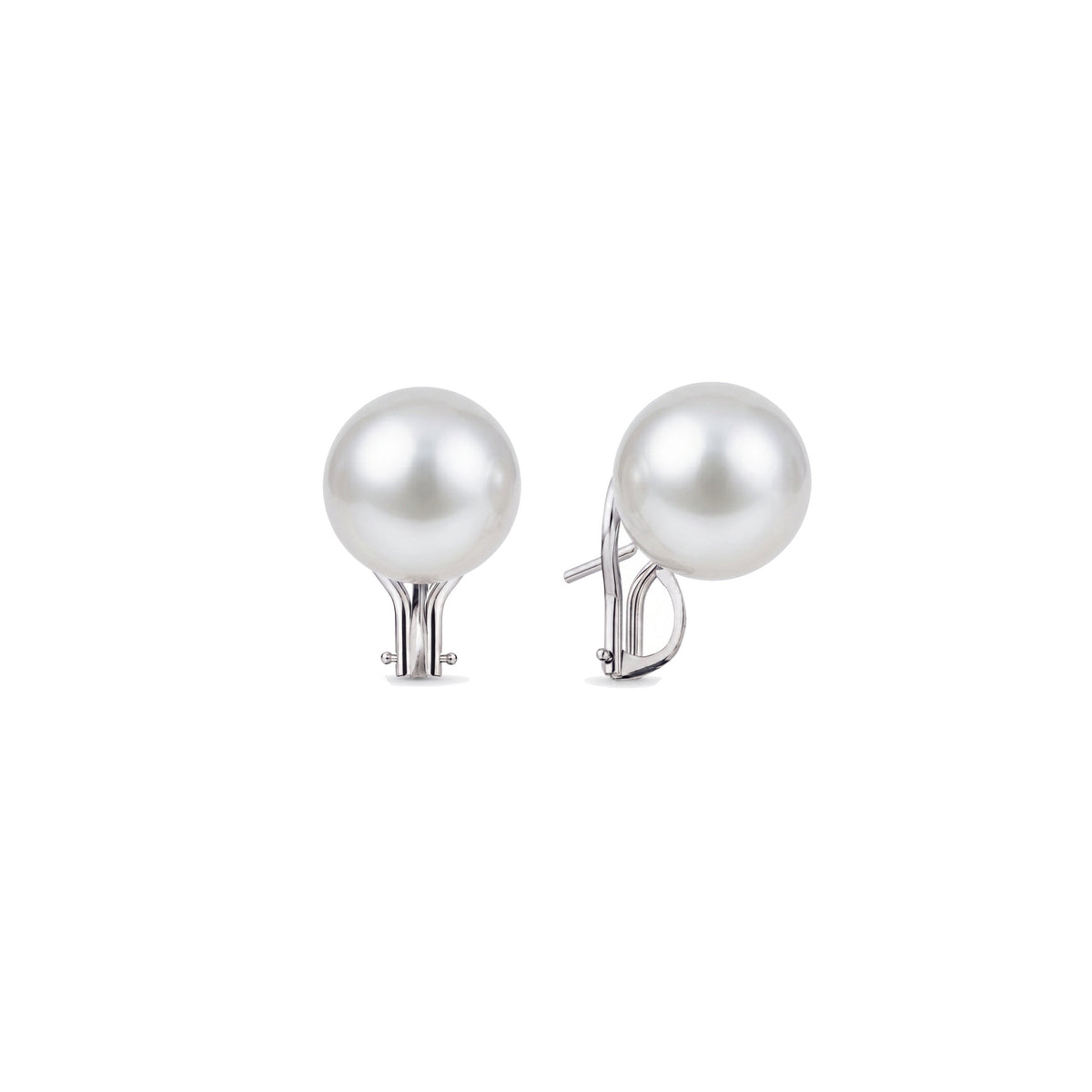 Orecchini in oro bianco 18k con perle South Sea bianche — MIMÍ Milano