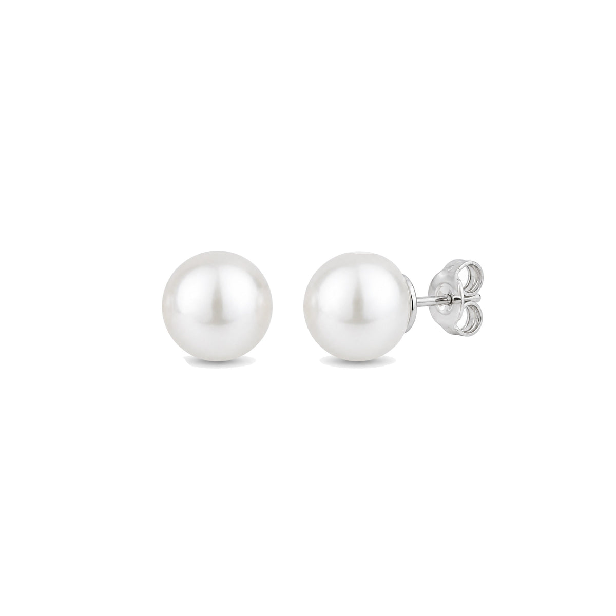 Orecchini in oro bianco 18k con perle South Sea bianche e charm farfalla — MIMÍ Milano