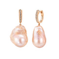 Pink baroque pearl earrings