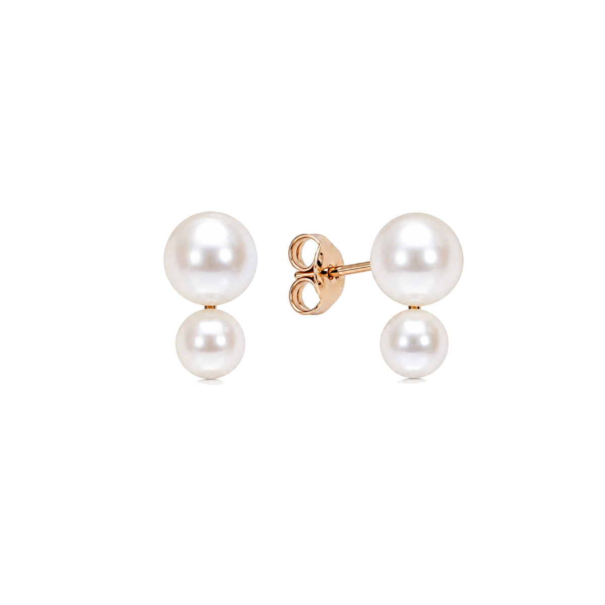 Orecchini in oro rosa 18k con perle Akoya bianche 6-6,5 mm — MIMÍ Milano