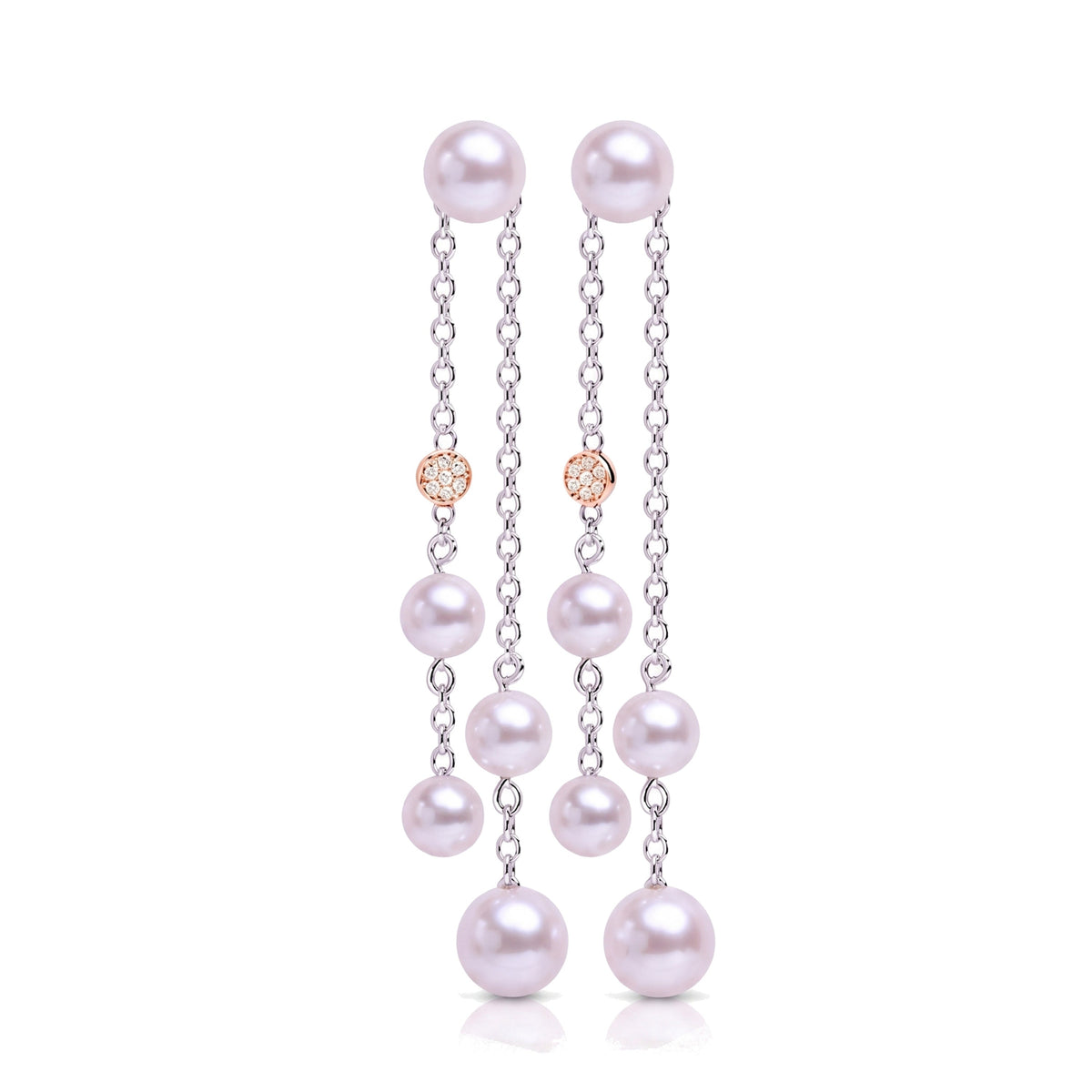 Orecchini in oro rosa 9k con perle Freshwater viola 5-7 mm e diamanti — MIMÍ Milano