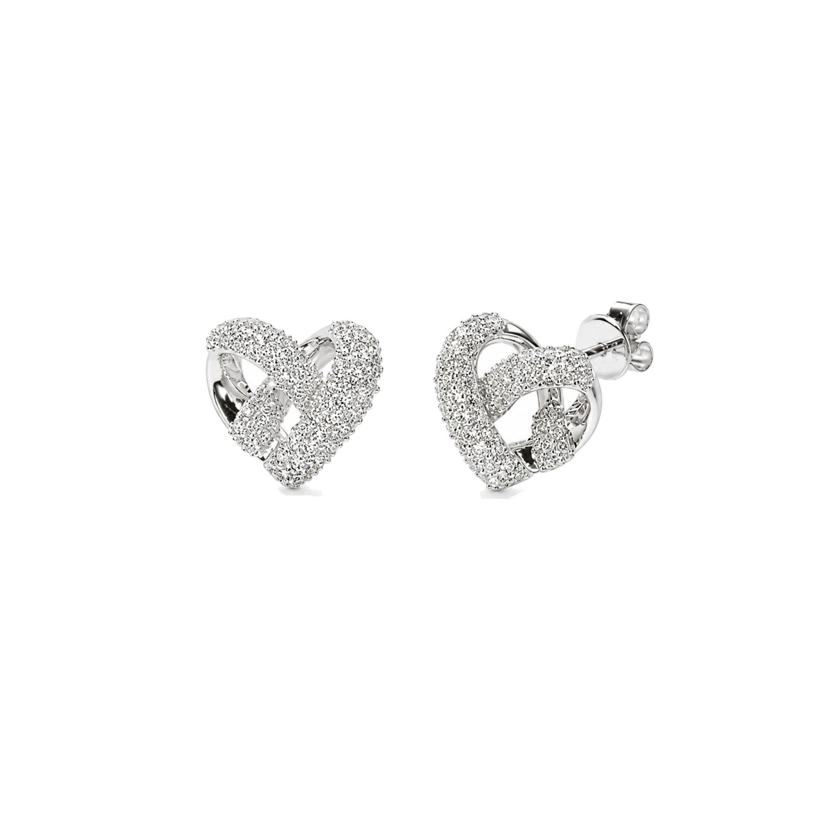 Orecchini Love Knot in oro bianco 18k con diamanti — MIMÍ Milano