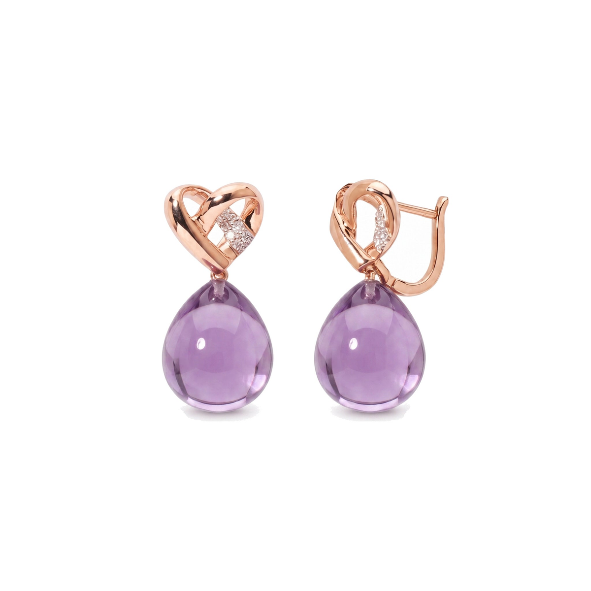 Orecchini Love Knot in oro rosa 18k con ametista e diamanti — MIMÍ Milano