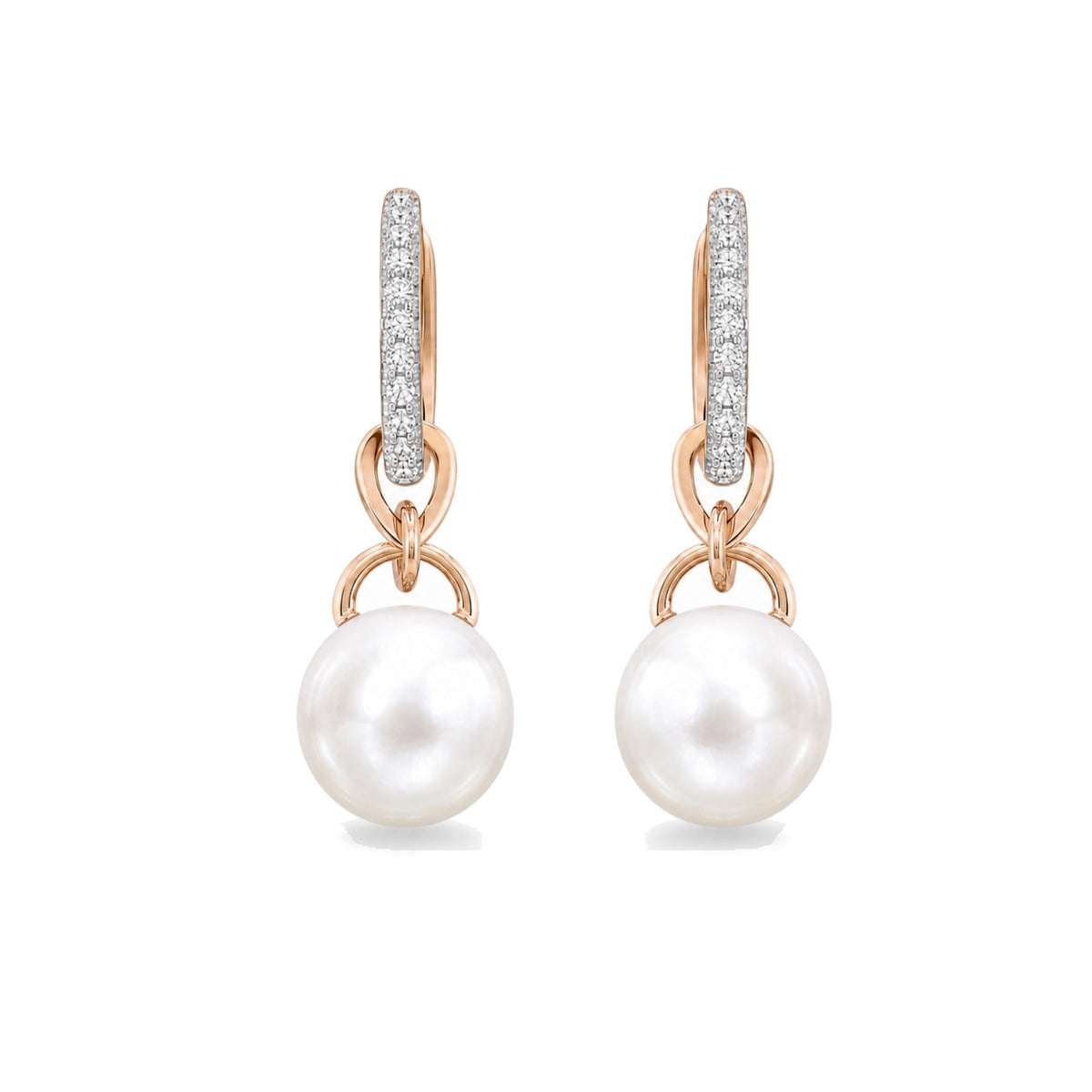 Orecchini Milano in oro giallo 18k con perle South Sea bianche 11 mm e diamanti — MIMÍ Milano