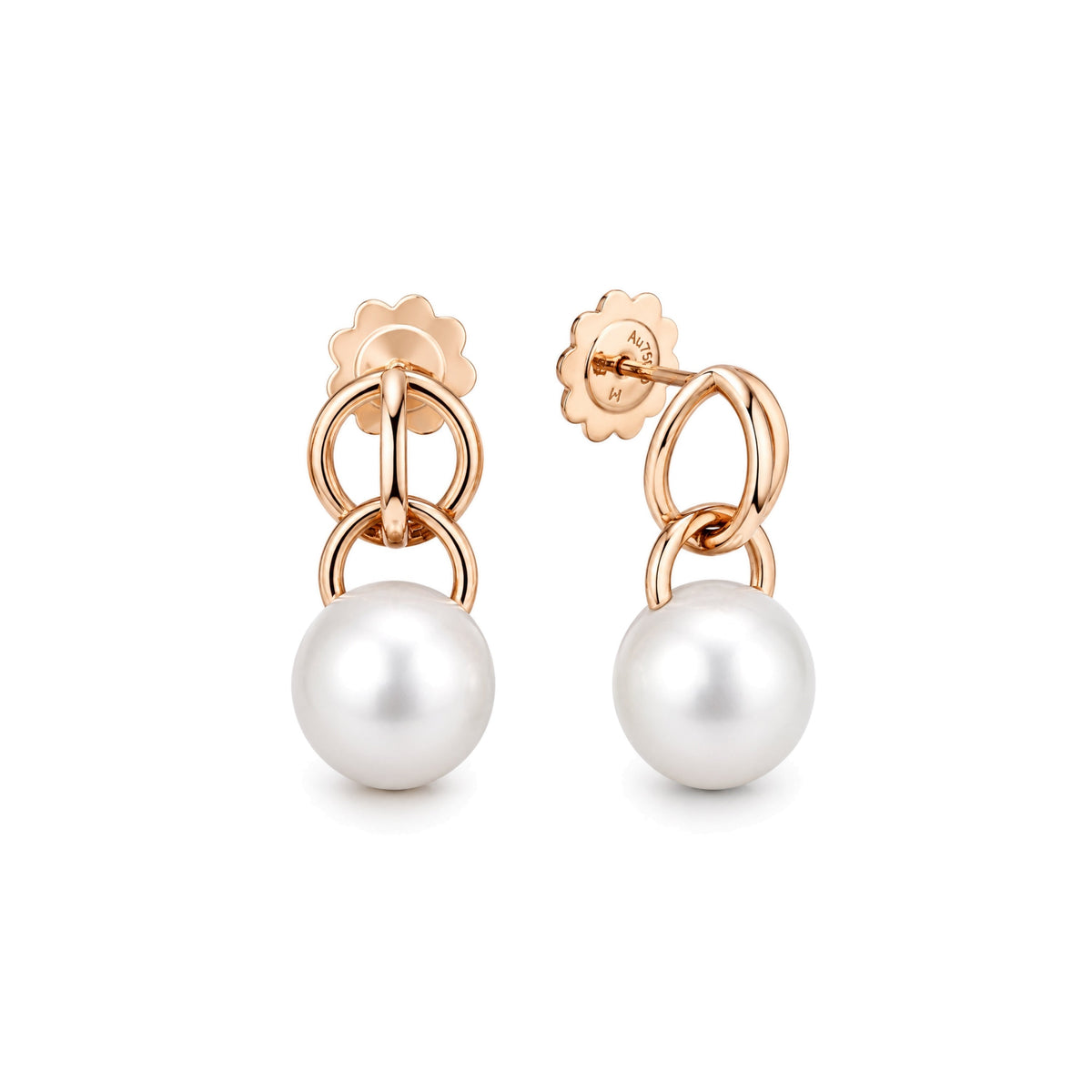 Orecchini Milano in oro rosa 18k con perle South Sea bianche — MIMÍ Milano