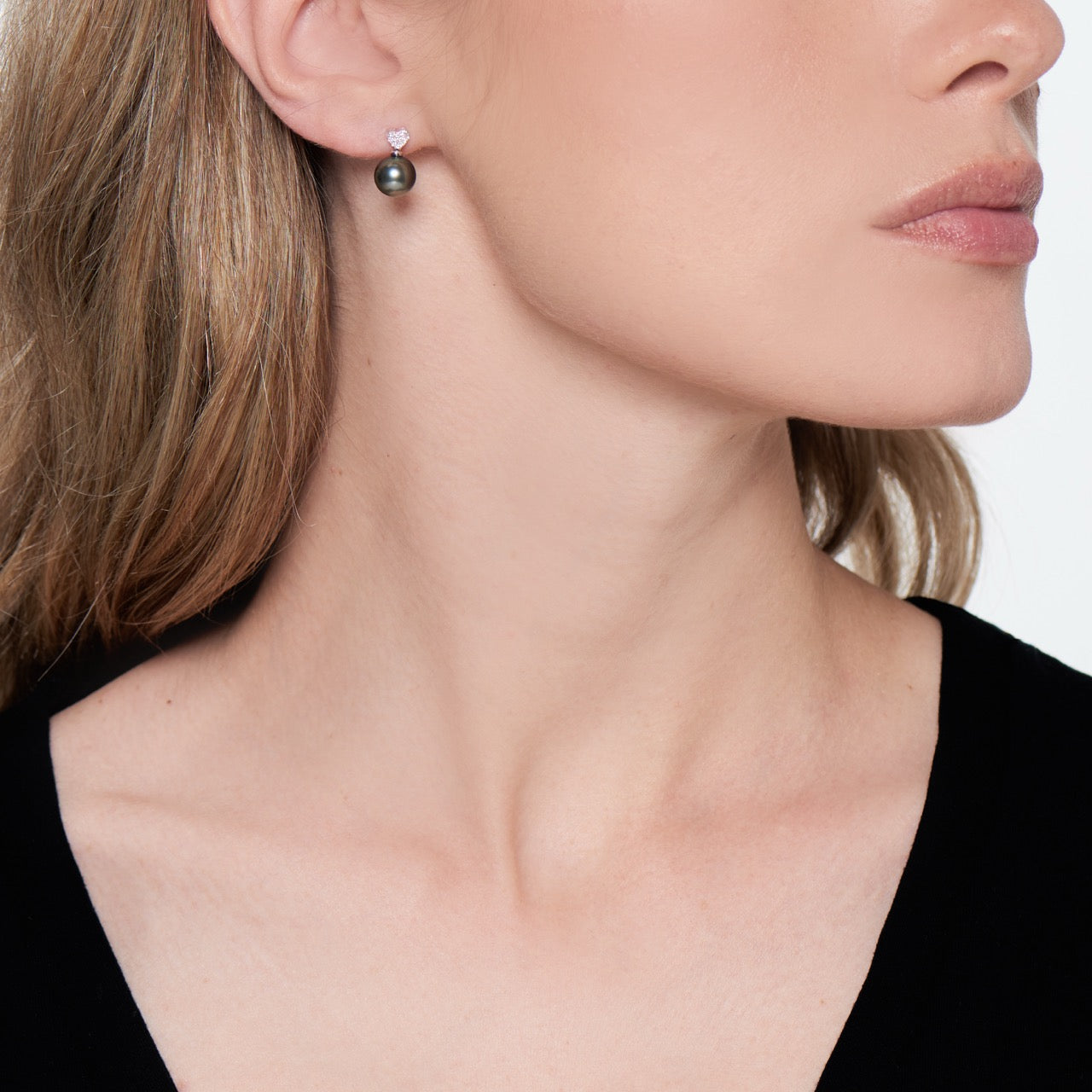 MIMI Orecchini Oro Bianco 18K con Perle South Sea e Diamanti