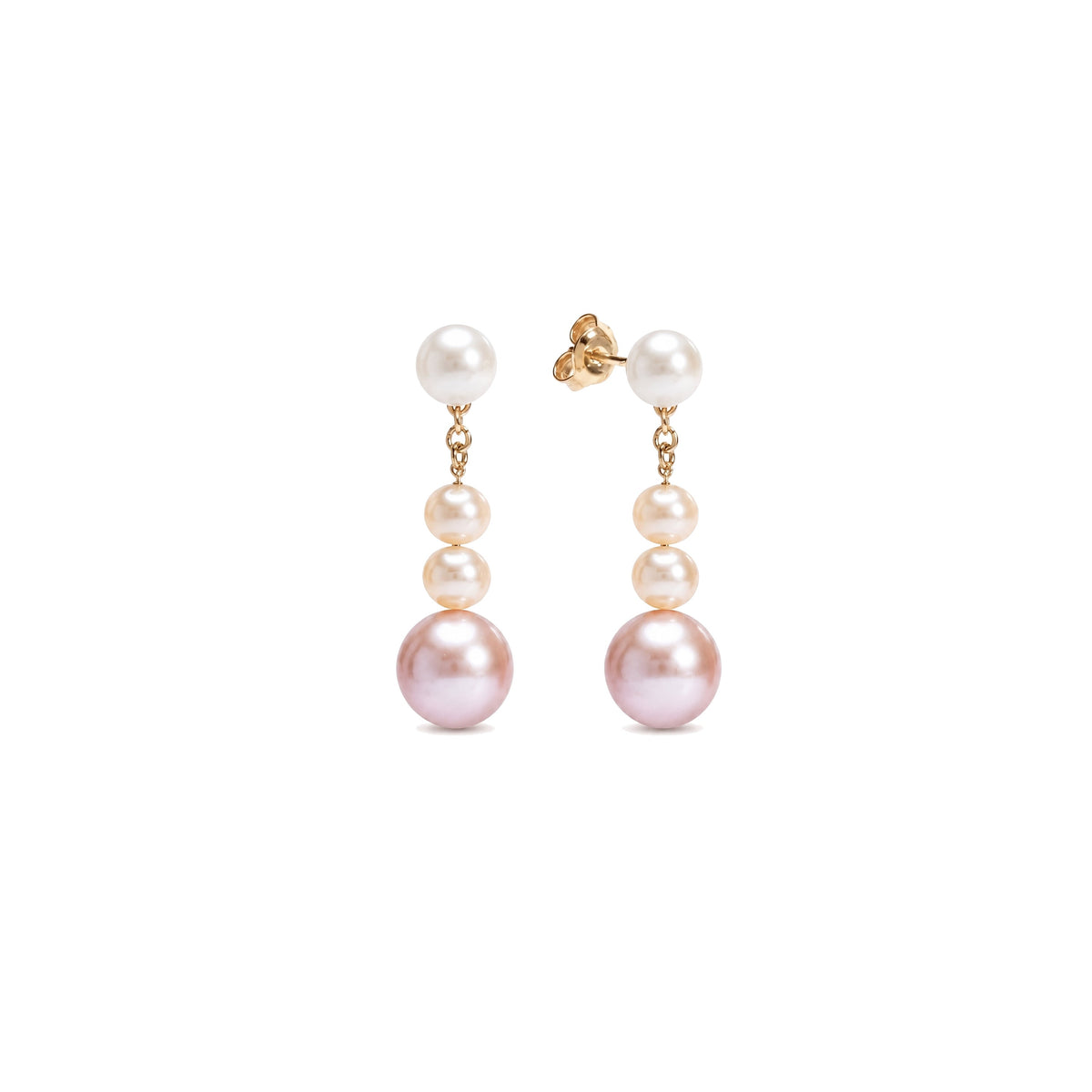 Orecchini pendenti baby in oro giallo 9k con perle Freshwater bianche 5-5,5 mm — MIMÍ Milano