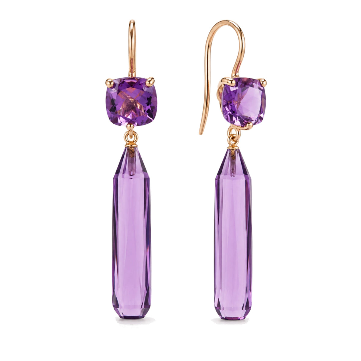 Orecchini Shanti in oro rosa 18k con ametista — MIMÍ Milano