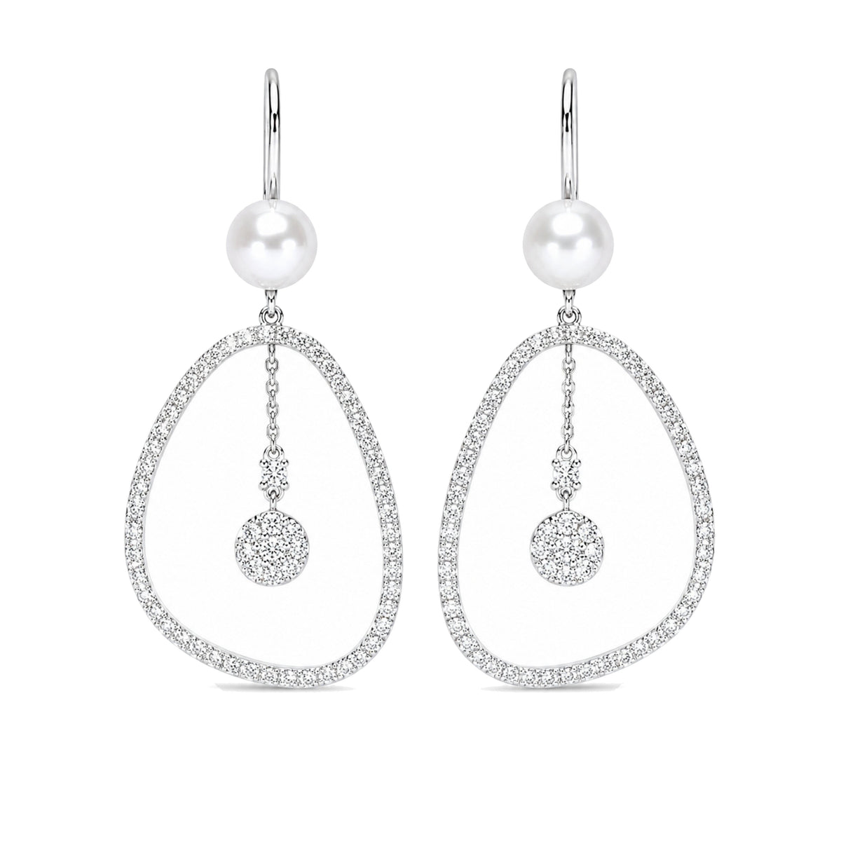 Orecchini Vivienne in oro rosa 18k con perle Akoya bianche 5,5-6 mm e diamanti — MIMÍ Milano