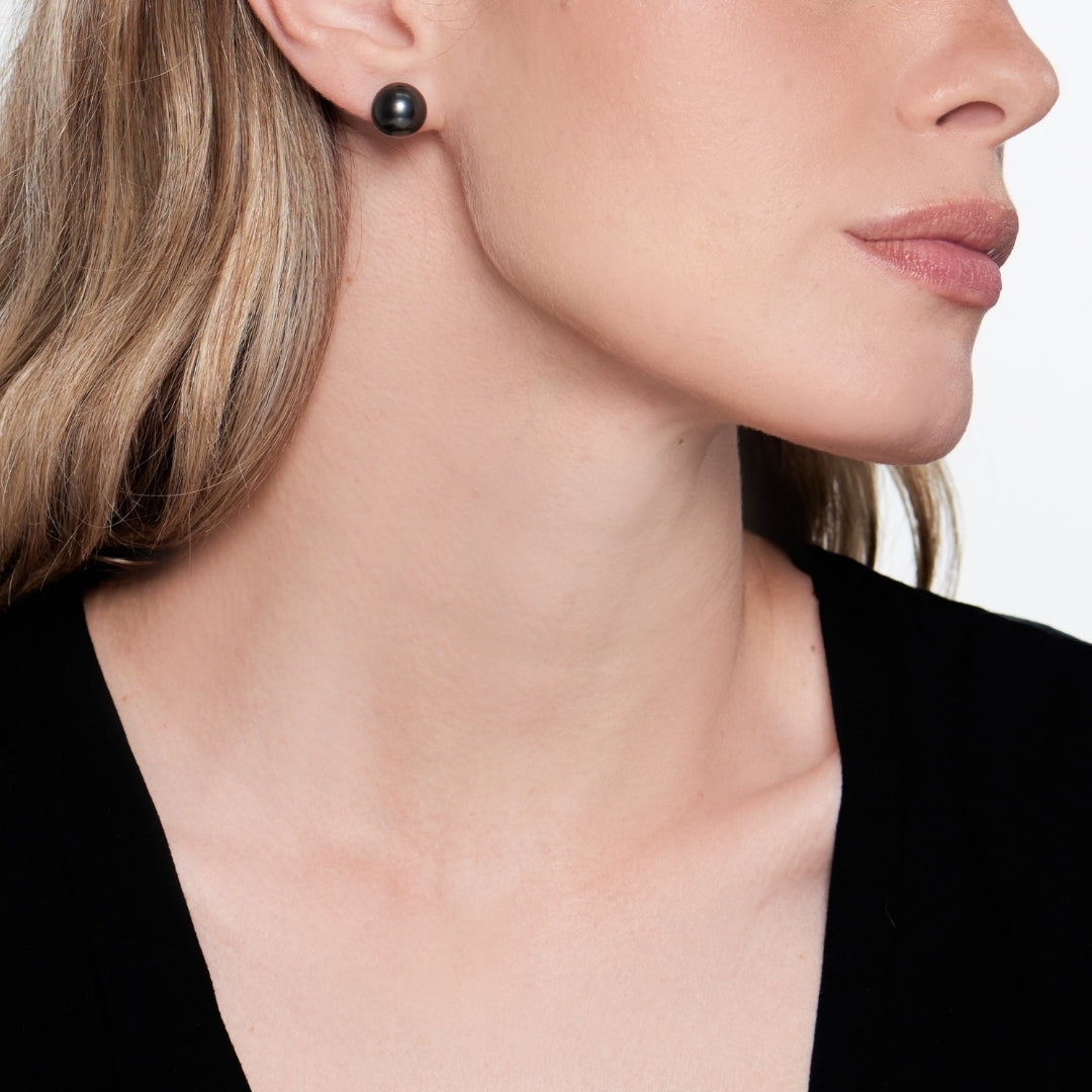 Orecchini punto luce perle south sea black