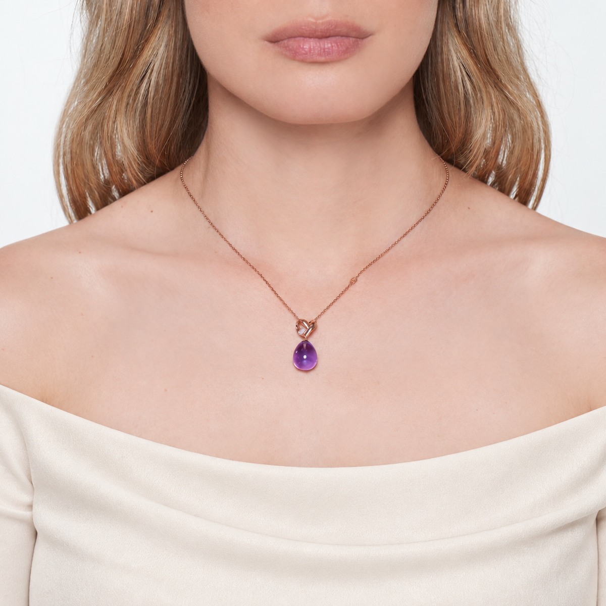 Pendente Love Knot Ametista indossato — MIMÍ Milano
