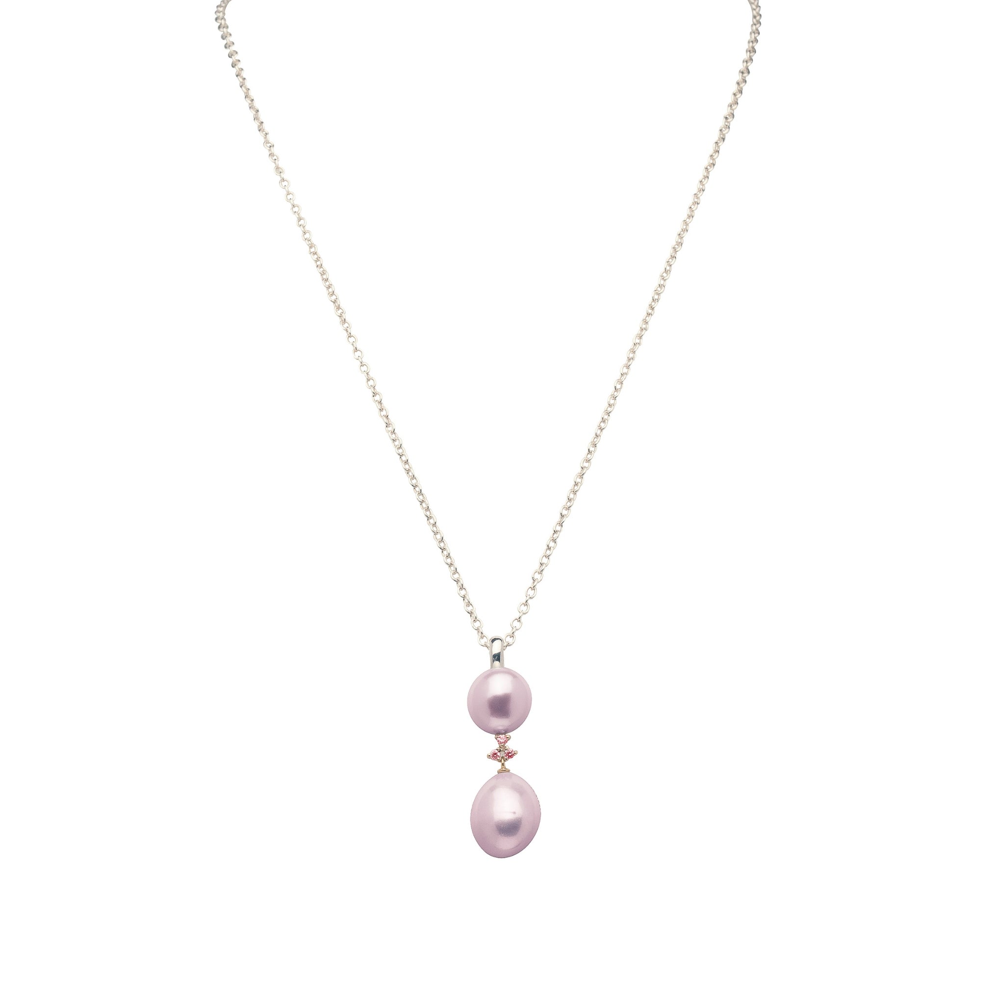 MIMI Pendente Blanche in argento e oro con perle barocche viola e zaffiri viola