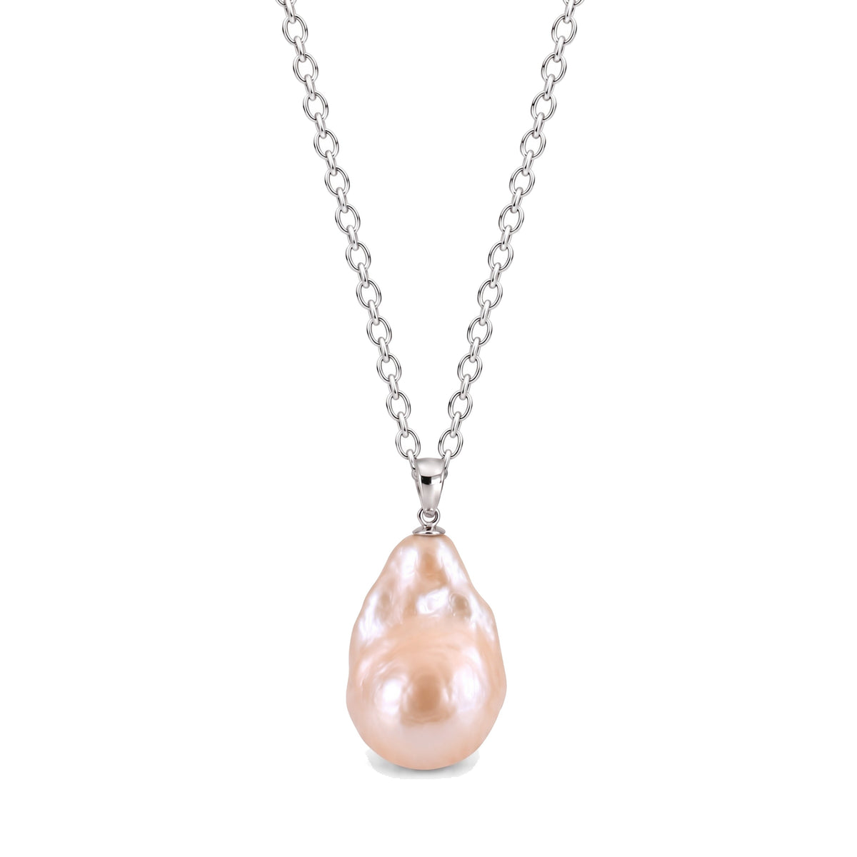 Pendente in argento 925 con perla barocca rosa 20x28 mm — MIMÍ Milano