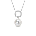 Cushion pendant with white Akoya pearl