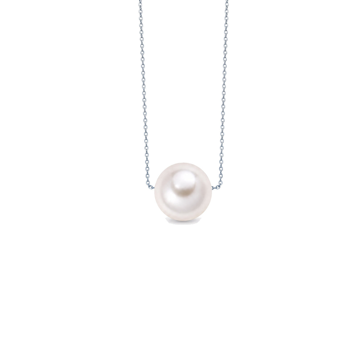 Pendente in oro bianco 18k con perla Akoya bianca e diamanti — MIMÍ Milano