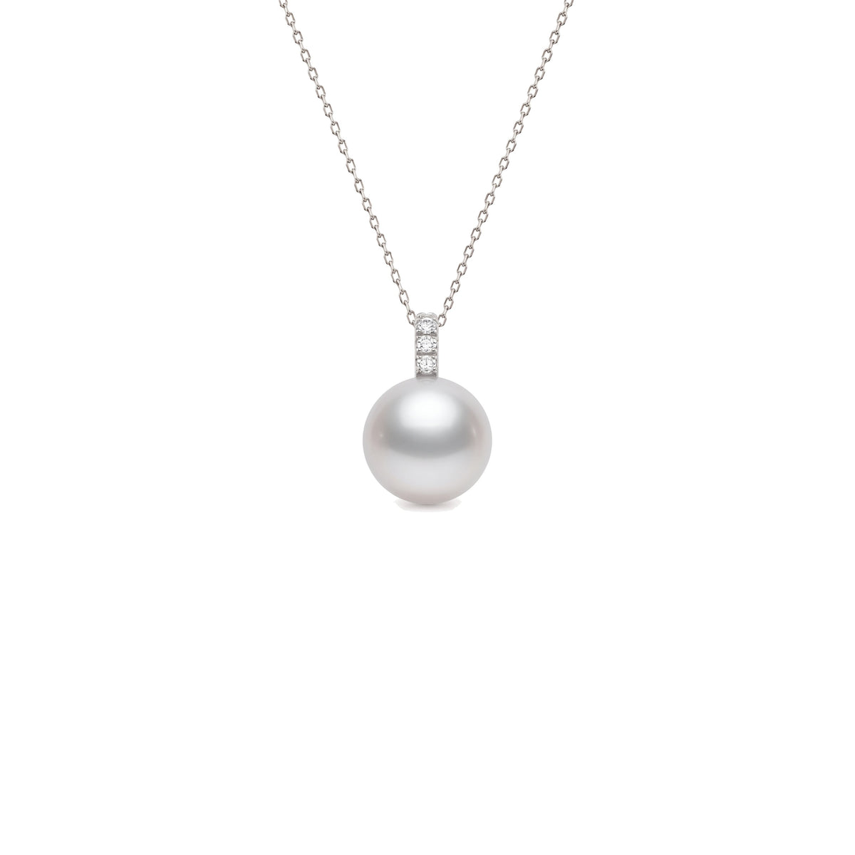 Pendente in oro bianco 18k con perla South Sea bianca 10-11 mm e diamanti — MIMÍ Milano