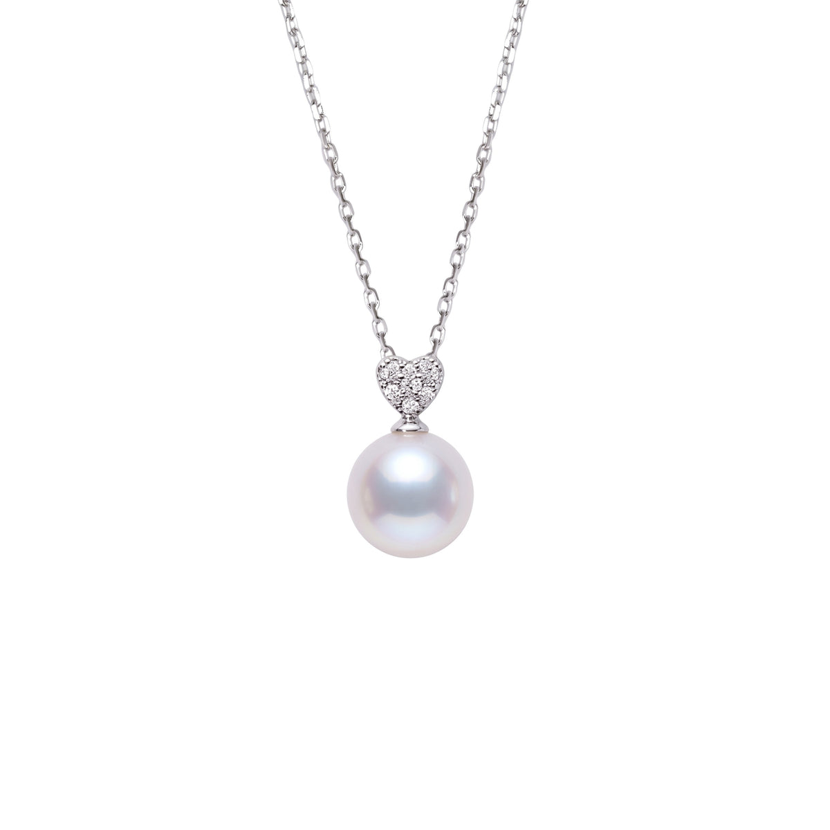 Pendente in oro bianco 18k con perla South Sea bianca 8-9 mm e diamanti — MIMÍ Milano