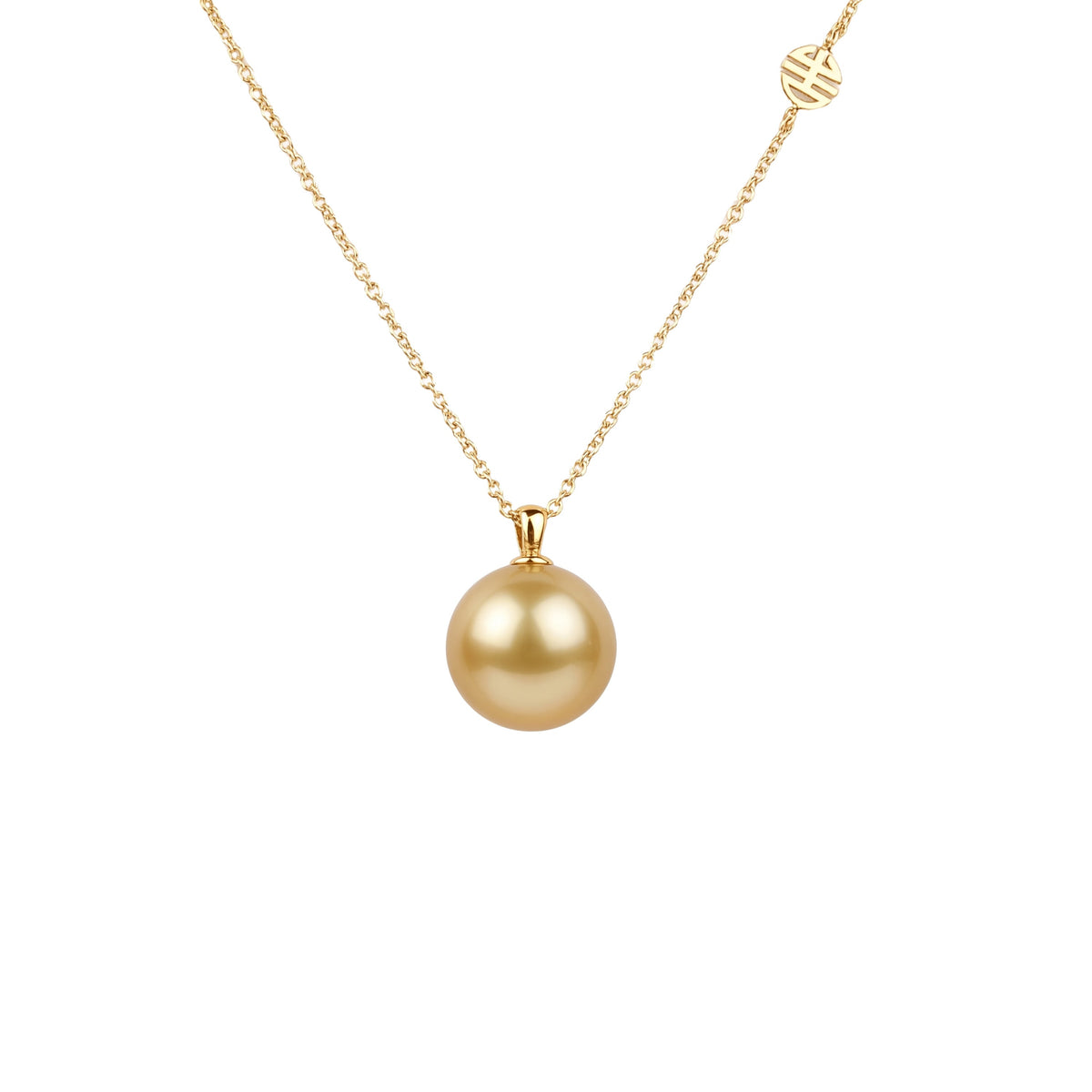 Pendente in oro bianco 18k con perla South Sea gold 9-10 mm — MIMÍ Milano