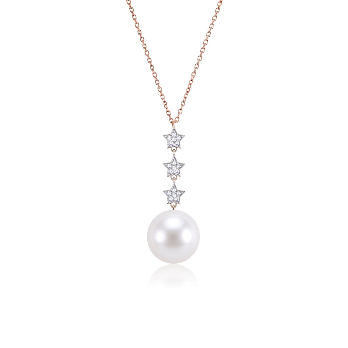 Pendente in oro bianco e giallo 9k con perla Freshwater bianca 9-9,5 mm e diamanti elementi — MIMÍ Milano