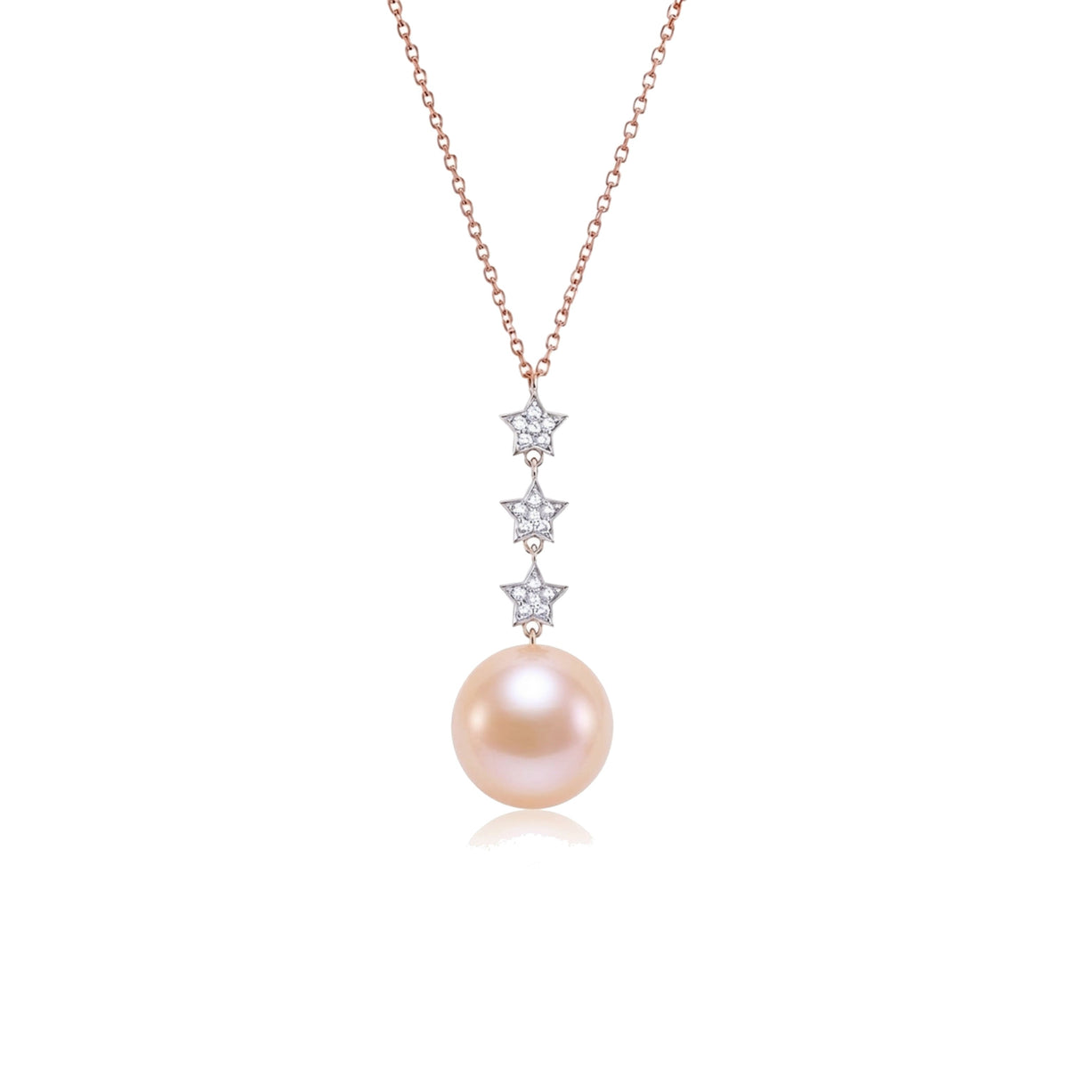 Pendente in oro bianco e giallo 9k con perla Freshwater rosa 9-9,5 mm e diamanti elementi — MIMÍ Milano