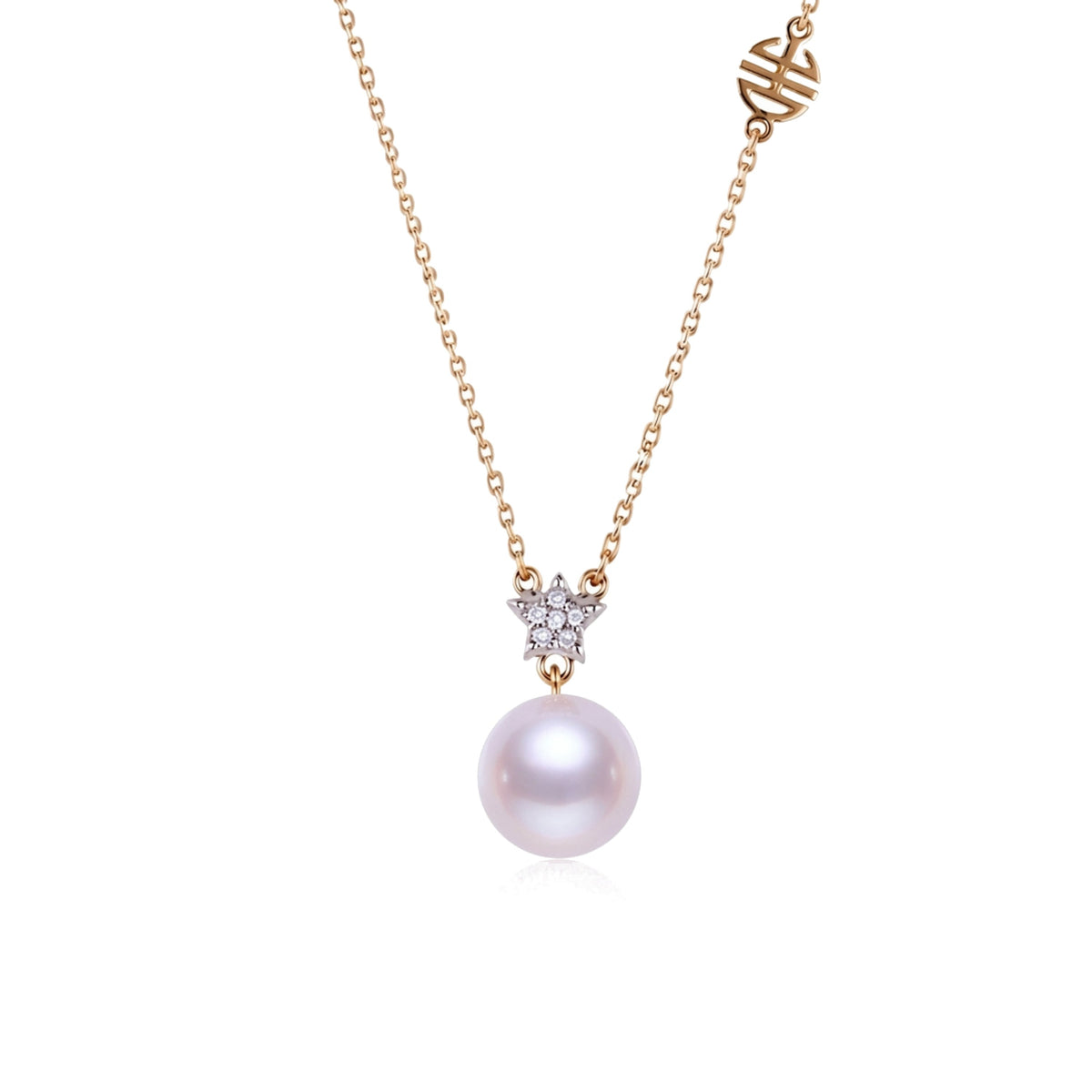 Pendente in oro bianco e giallo 9k con perla Freshwater viola 9-9,5 mm e diamanti elemento — MIMÍ Milano