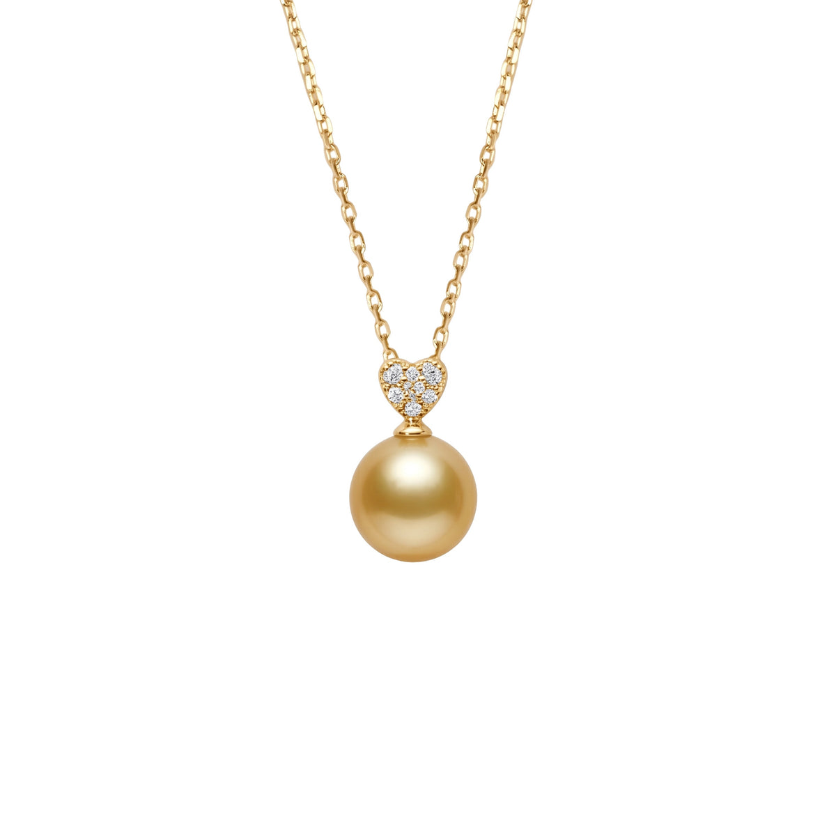 Pendente in oro giallo 18k con perla South Sea gold 8-9 mm e diamanti — MIMÍ Milano