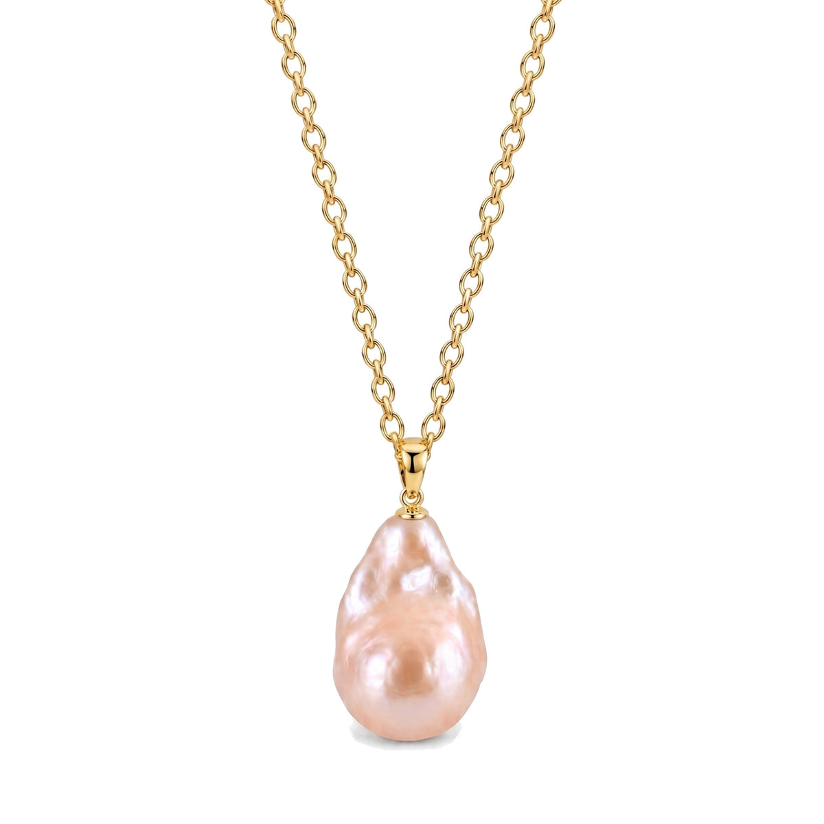 Pendente in oro giallo 9k con perla barocca rosa 20x28 mm — MIMÍ Milano