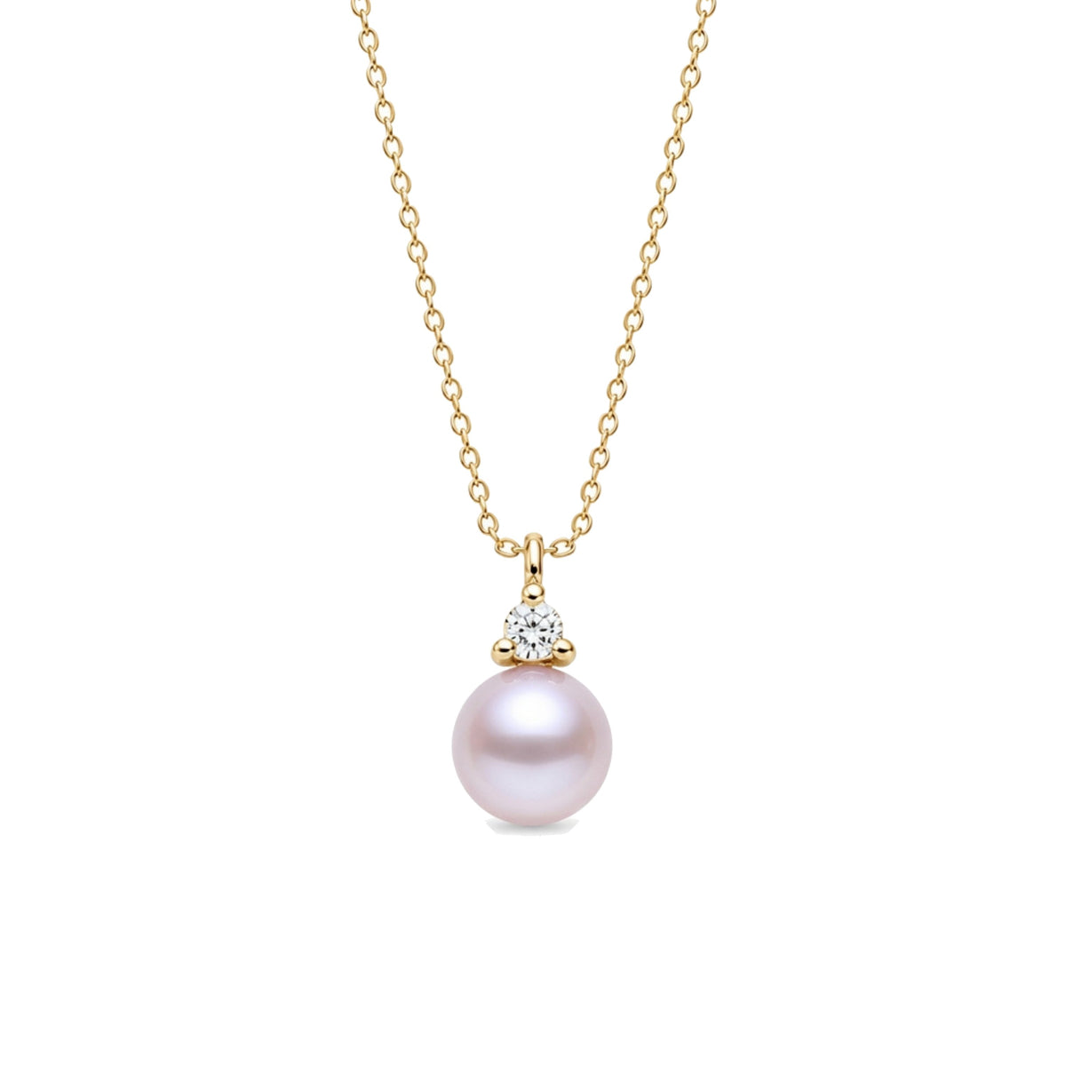 Pendente in oro giallo 9k con perla Freshwater viola e diamanti purezza — MIMÍ Milano