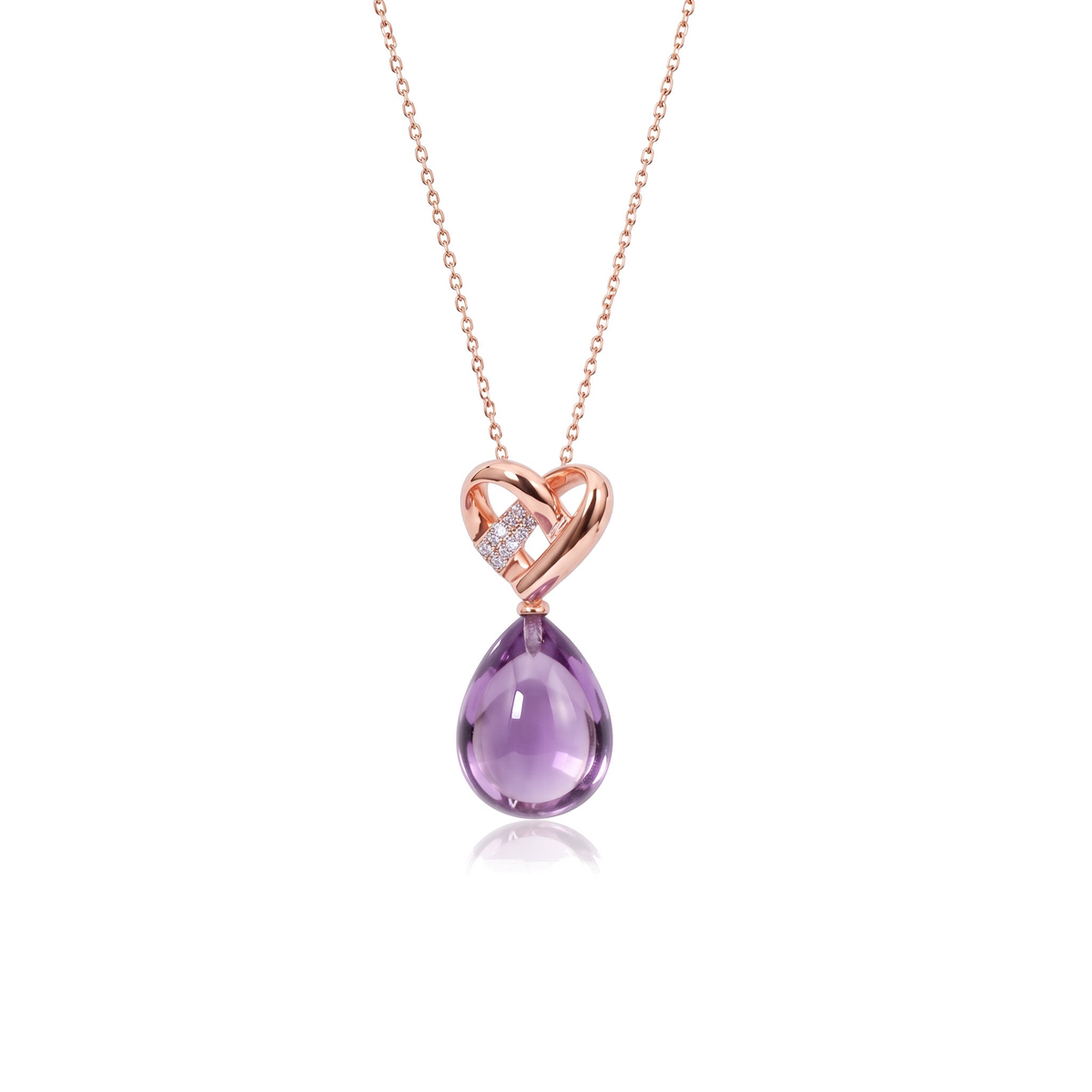 Pendente Love Knot in oro rosa 18k con ametista e diamanti — MIMÍ Milano