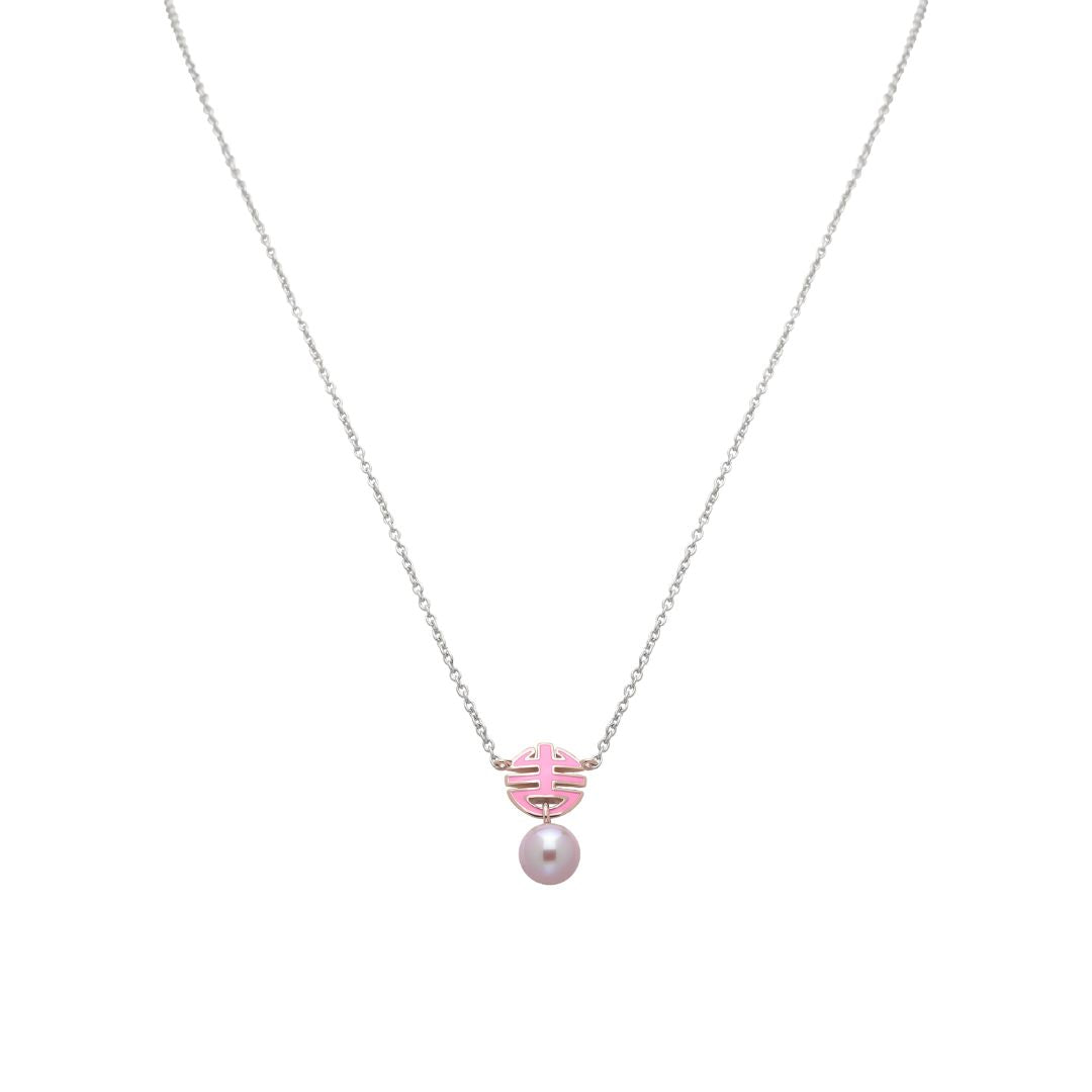 MIMI Pendente Ognibene con perla e smalto rosa