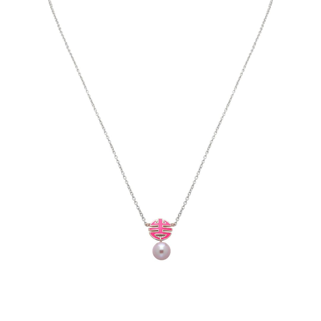MIMI Pendente Ognibene con perla e smalto fucsia