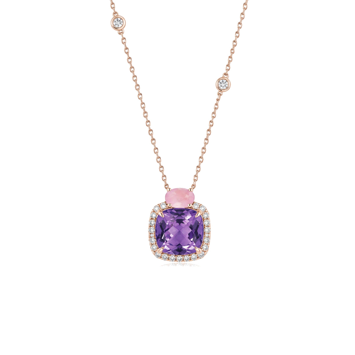 Pendente Shanti in oro rosa 18k con ametista e diamanti — MIMÍ Milano