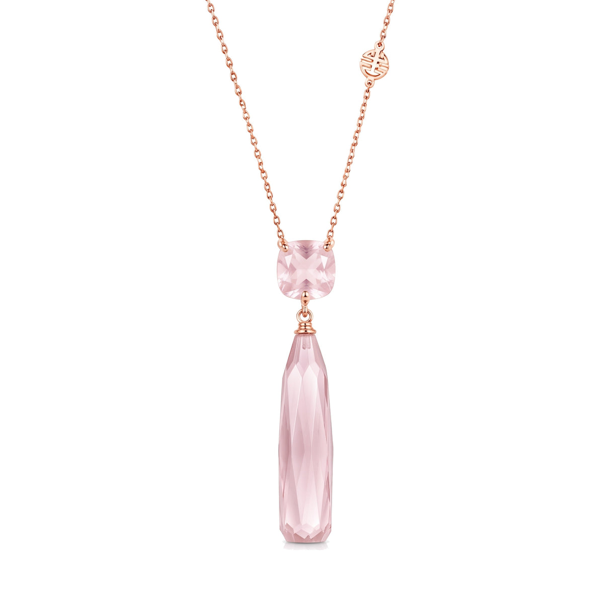 Pendente Shanti in oro rosa 18k con quarzo rosa — MIMÍ Milano