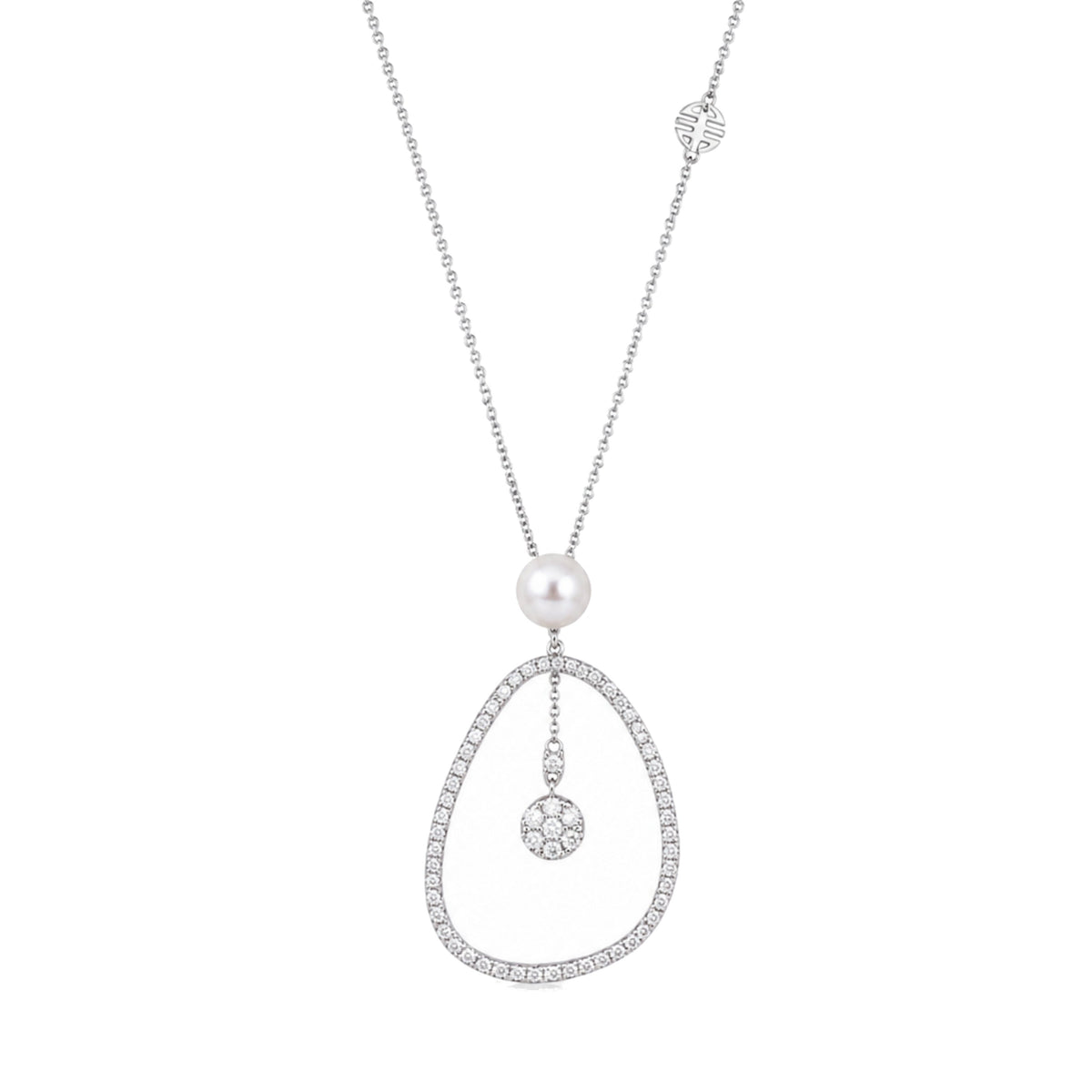 Pendente Vivienne in oro rosa 18k con perla Akoya bianca 5,5-6 mm e diamanti — MIMÍ Milano