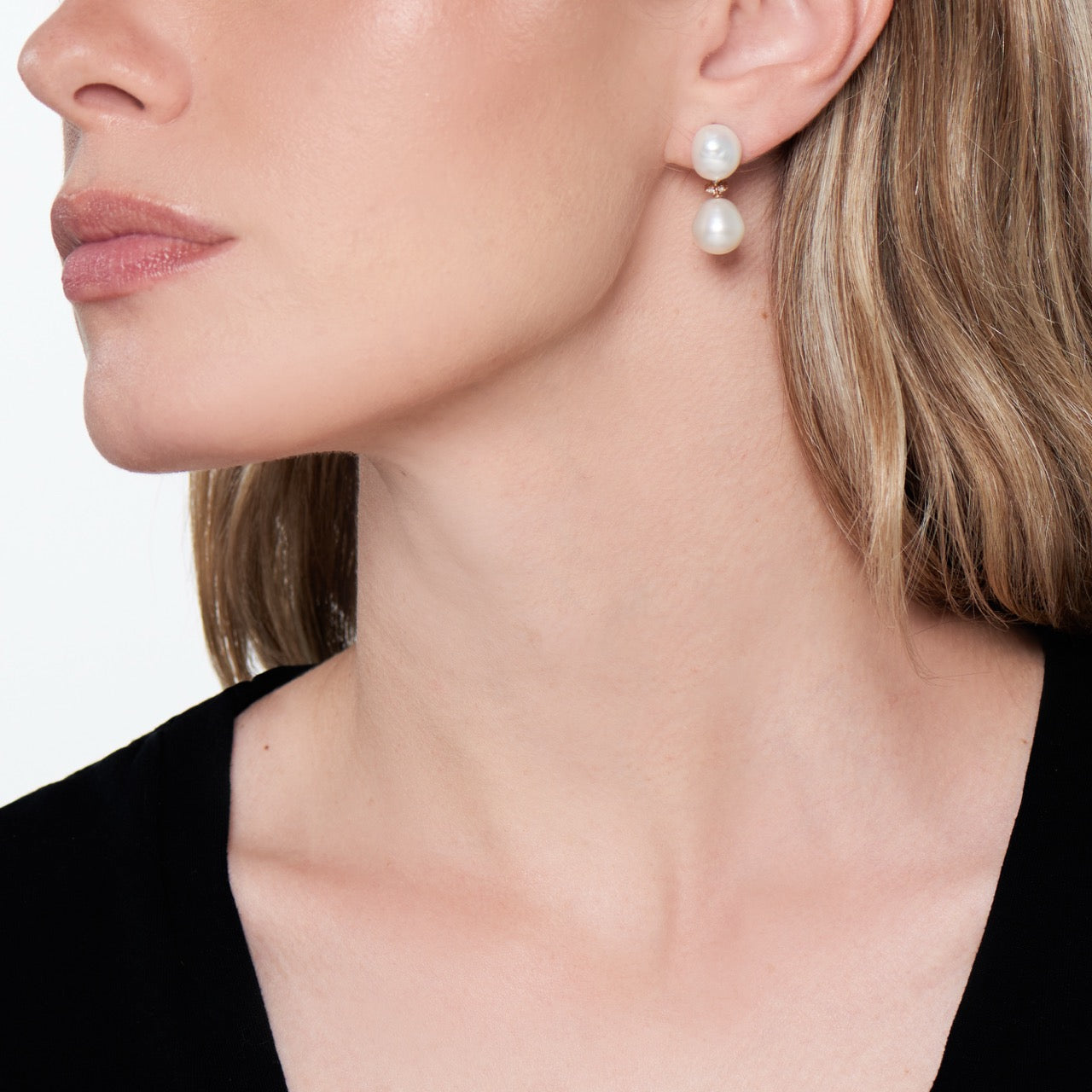 MIMI Orecchini Blanche in argento e oro con perle barocche bianche e diamanti